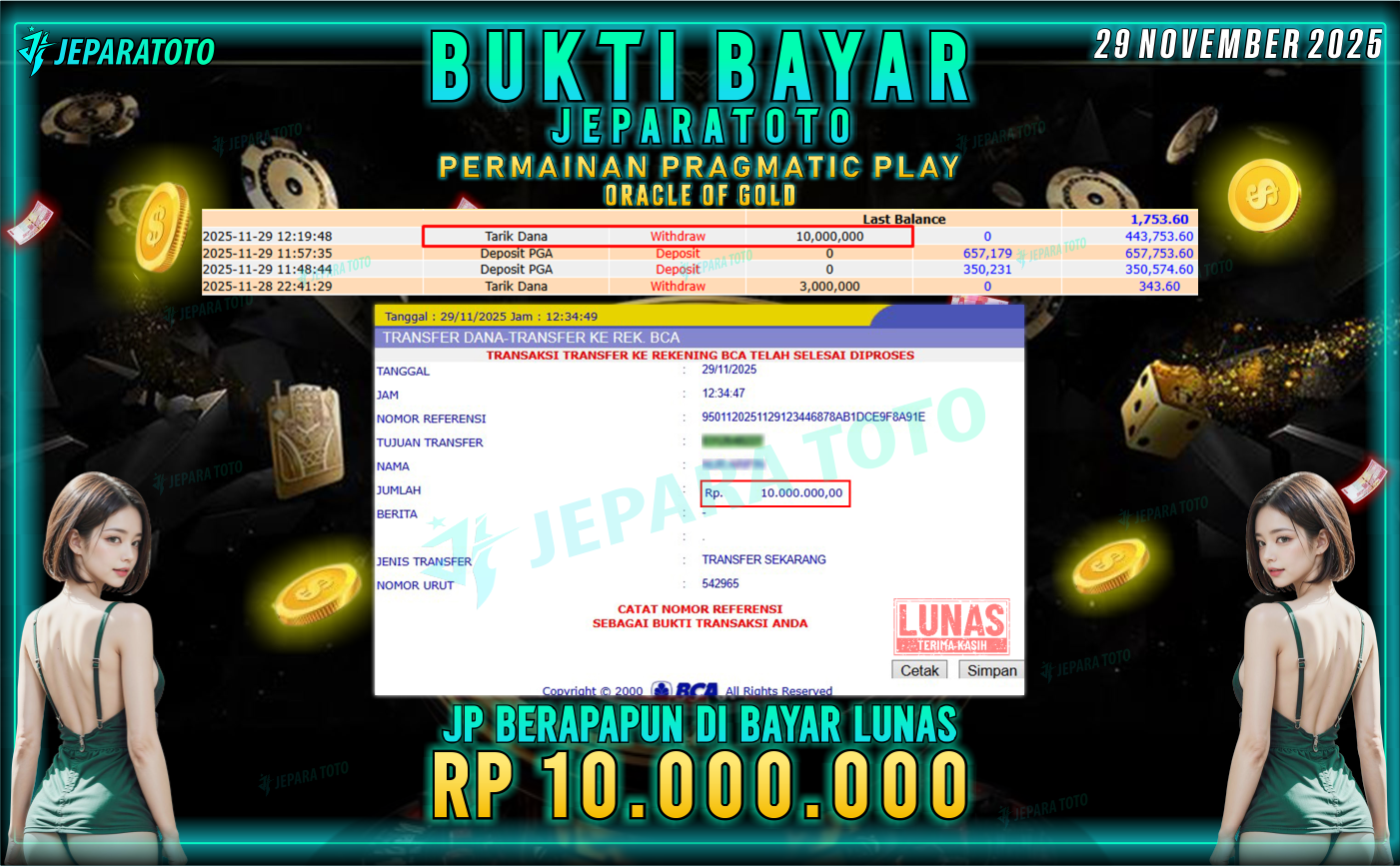 BUKTI KEMENANGAN MEMBER JEPARATOTO | ORACLE OF GOLD