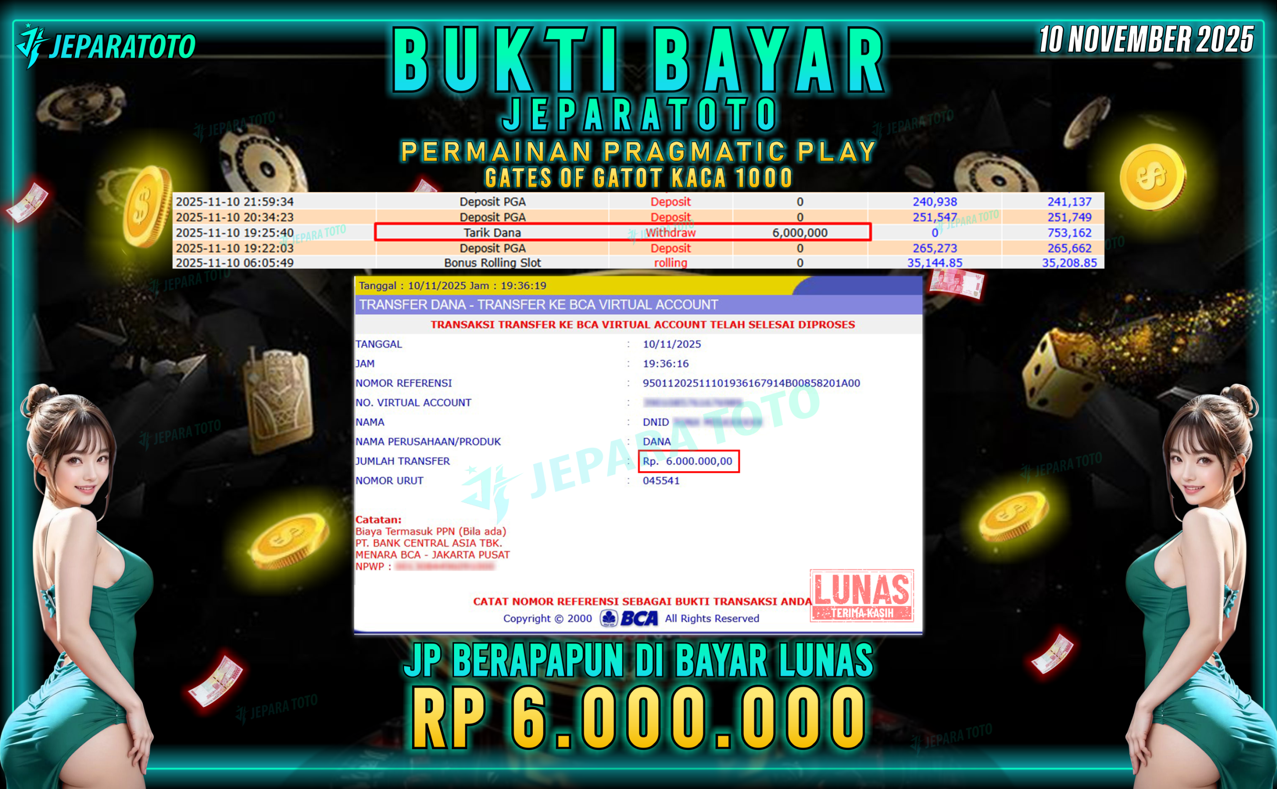 BUKTI KEMENANGAN MEMBER JEPARATOTO | GATES OF GATOT KACA 1000