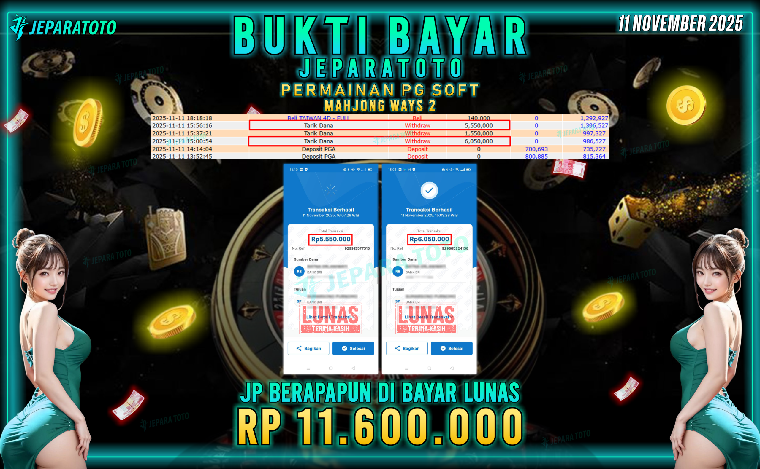 BUKTI KEMENANGAN MEMBER JEPARATOTO | MAHJONG WAYS 2