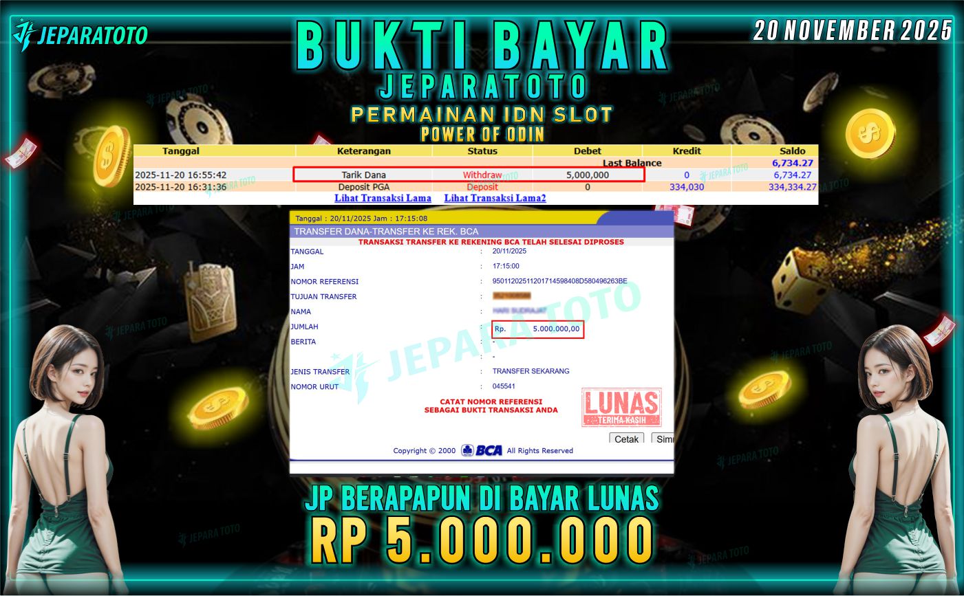 BUKTI KEMENANGAN MEMBER JEPARATOTO | POWER OF ODIN