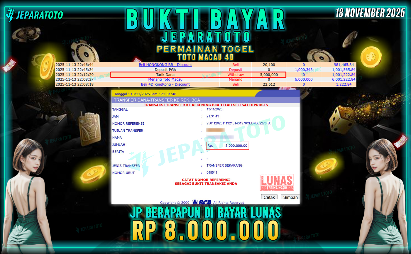 BUKTI KEMENANGAN MEMBER JEPARATOTO | TOTO MACAU 4D
