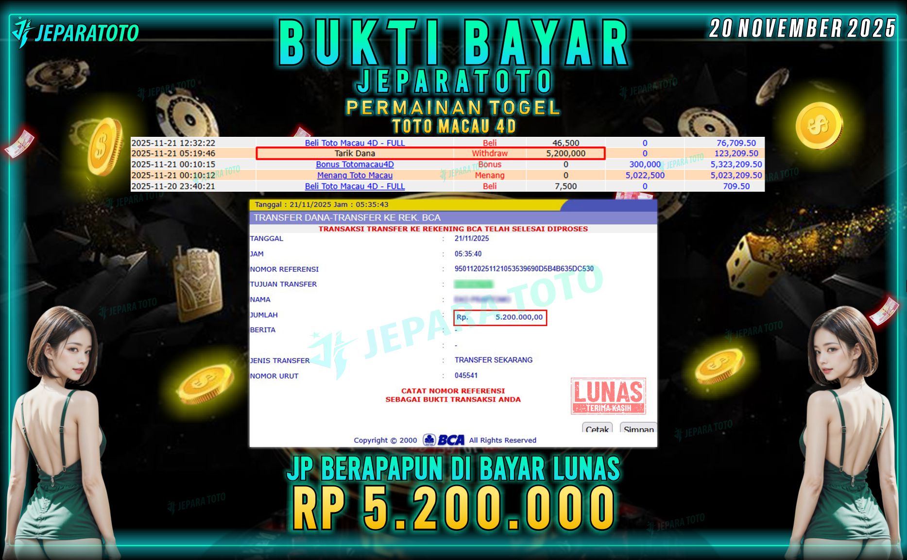 BUKTI KEMENANGAN MEMBER JEPARATOTO | TOTO MACAU 4D