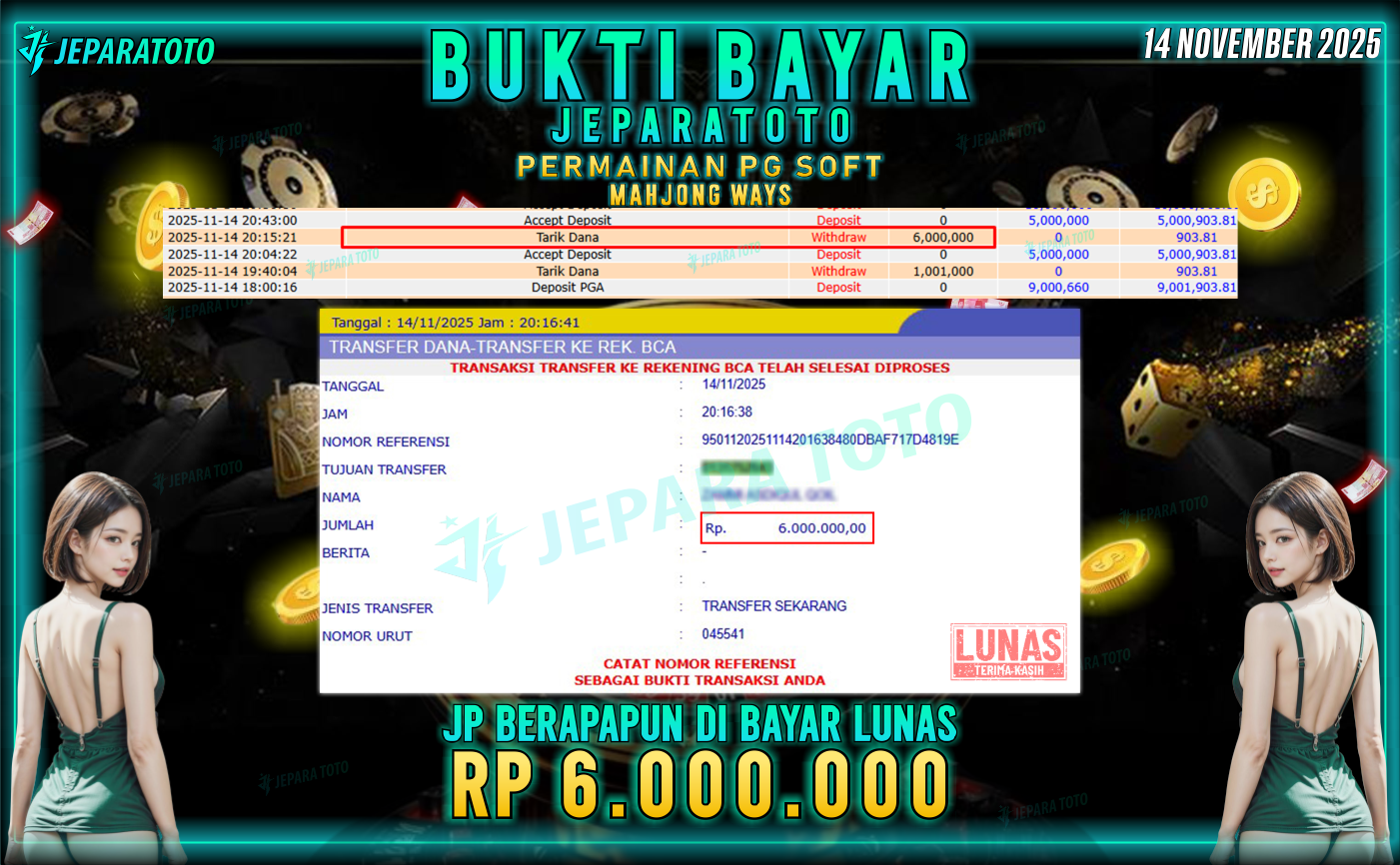 BUKTI KEMENANGAN MEMBER JEPARATOTO | MAHJONG WAYS