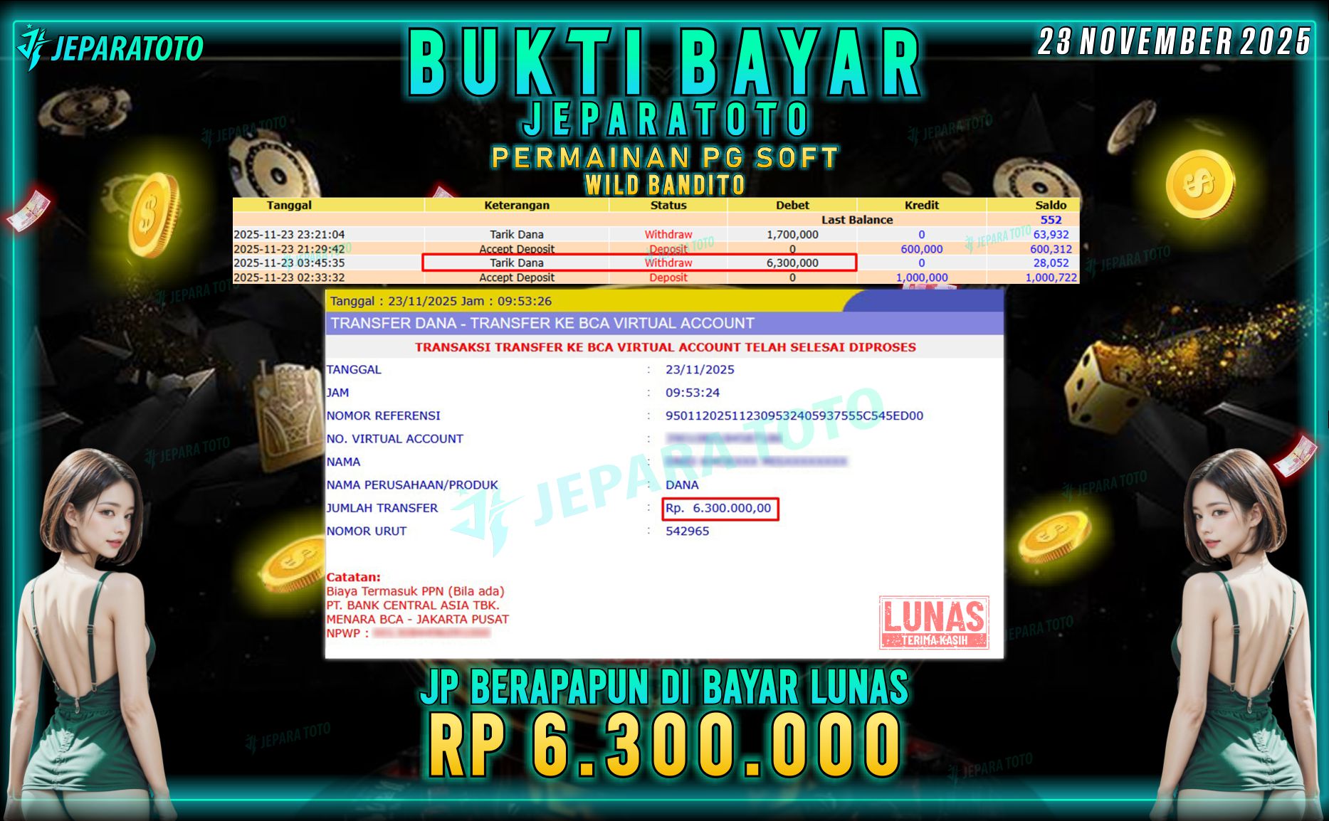 BUKTI KEMENANGAN MEMBER JEPARATOTO | WILD BANDITO