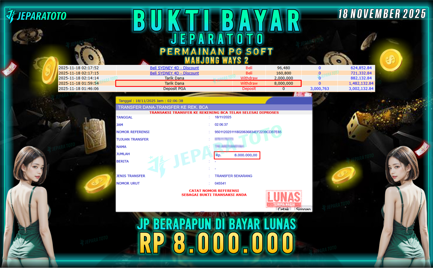 BUKTI KEMENANGAN MEMBER JEPARATOTO | MAHJONG WAYS 2