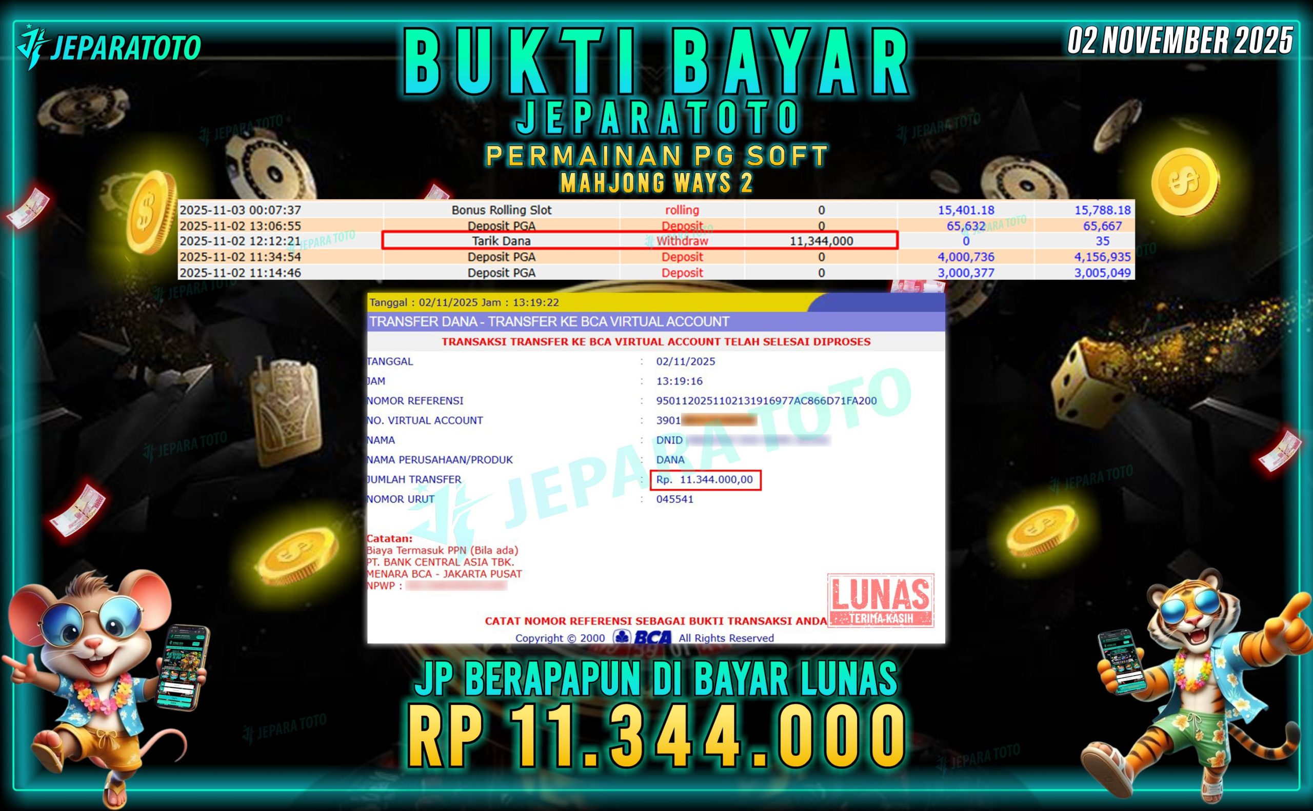 BUKTI KEMENANGAN MEMBER JEPARATOTO | MAHJONG WAYS 2