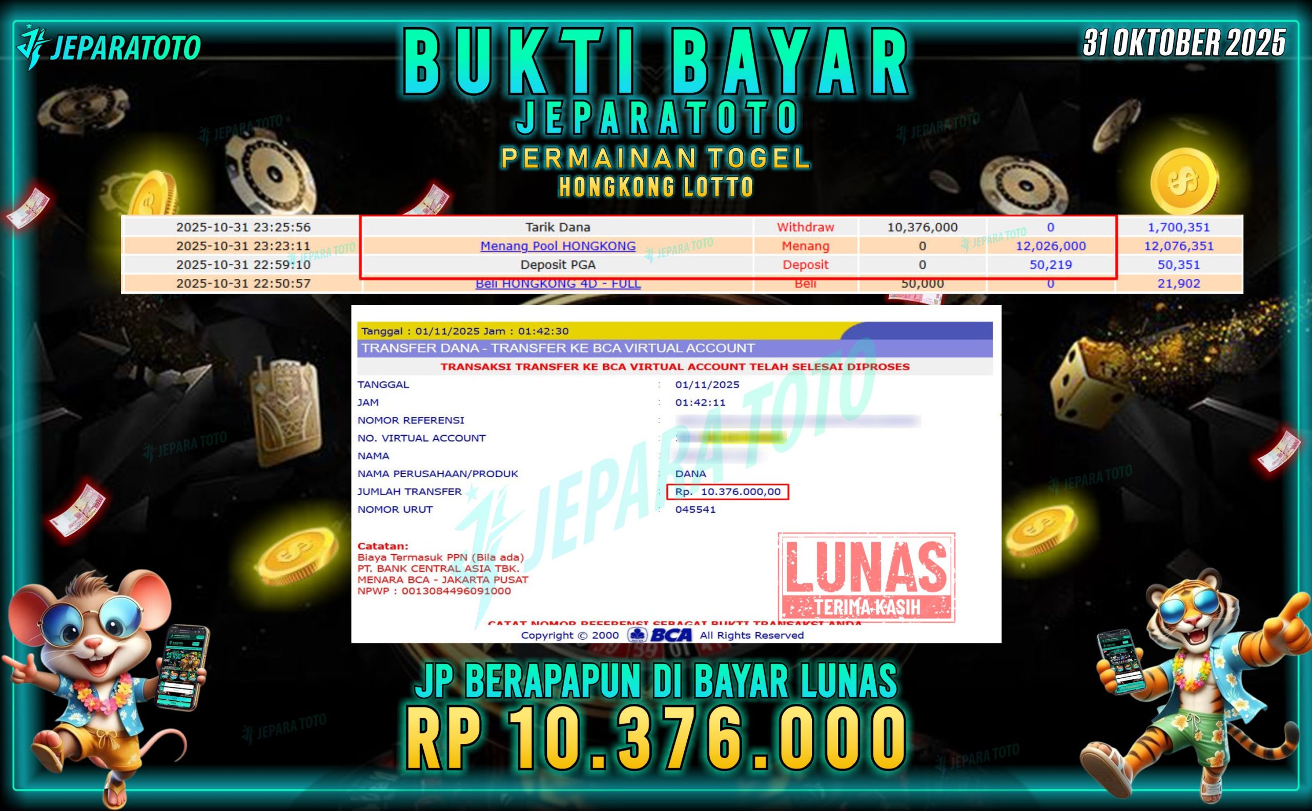 BUKTI KEMENANGAN MEMBER JEPARATOTO | HONGKONG LOTTO