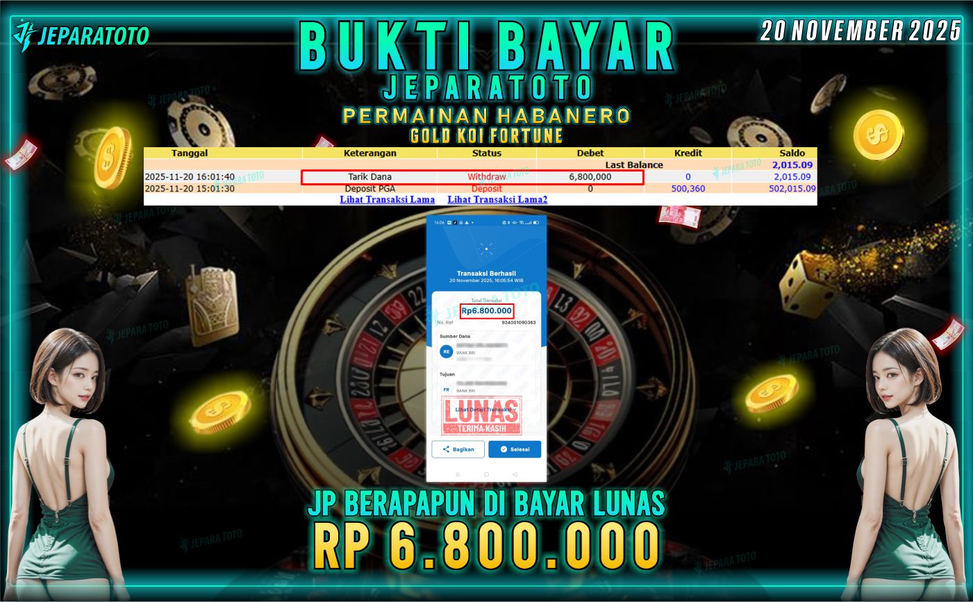 BUKTI KEMENANGAN MEMBER JEPARATOTO | GOLD KOI FORTUNE