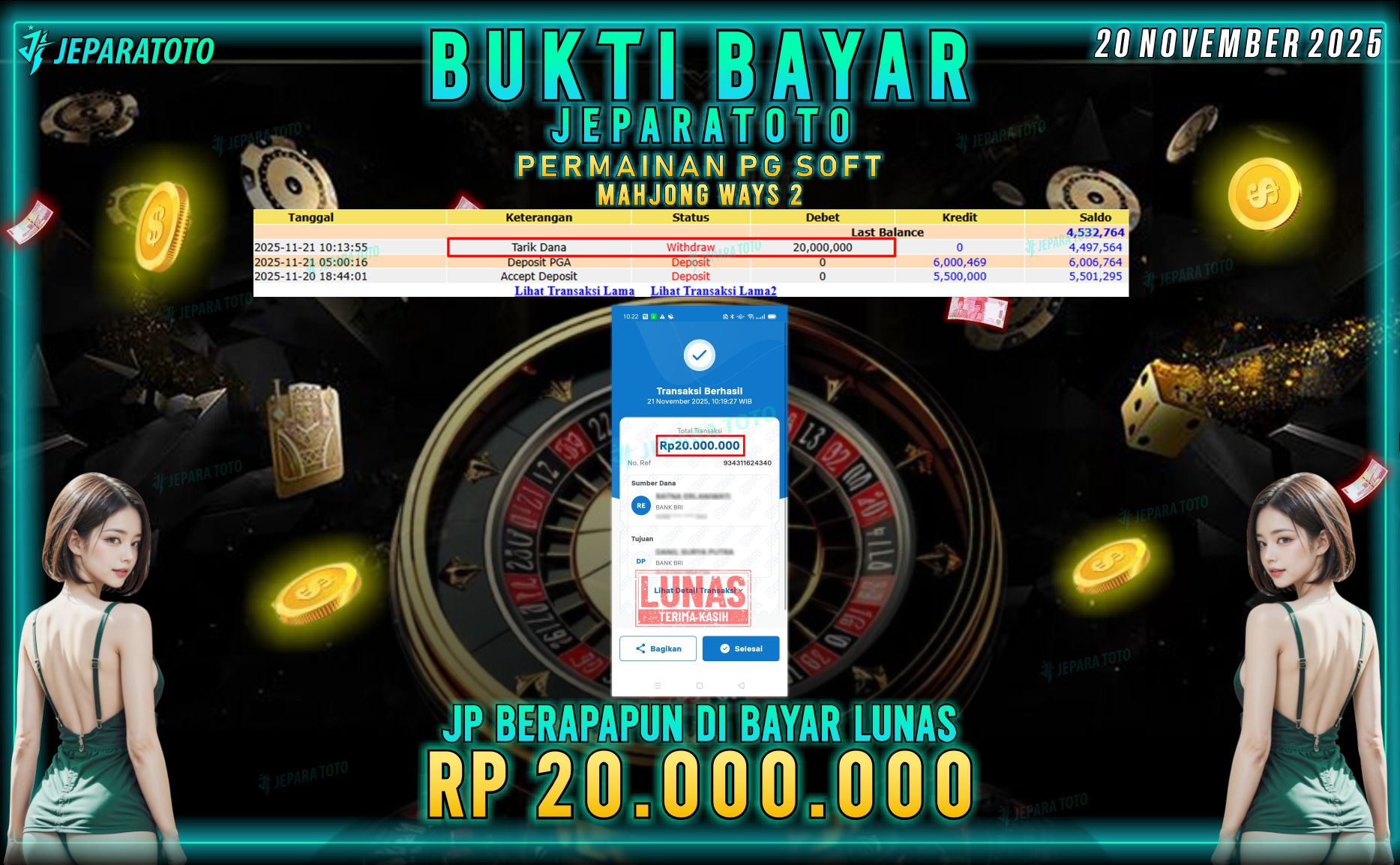 BUKTI KEMENANGAN MEMBER JEPARATOTO | MAHJONG WAYS 2