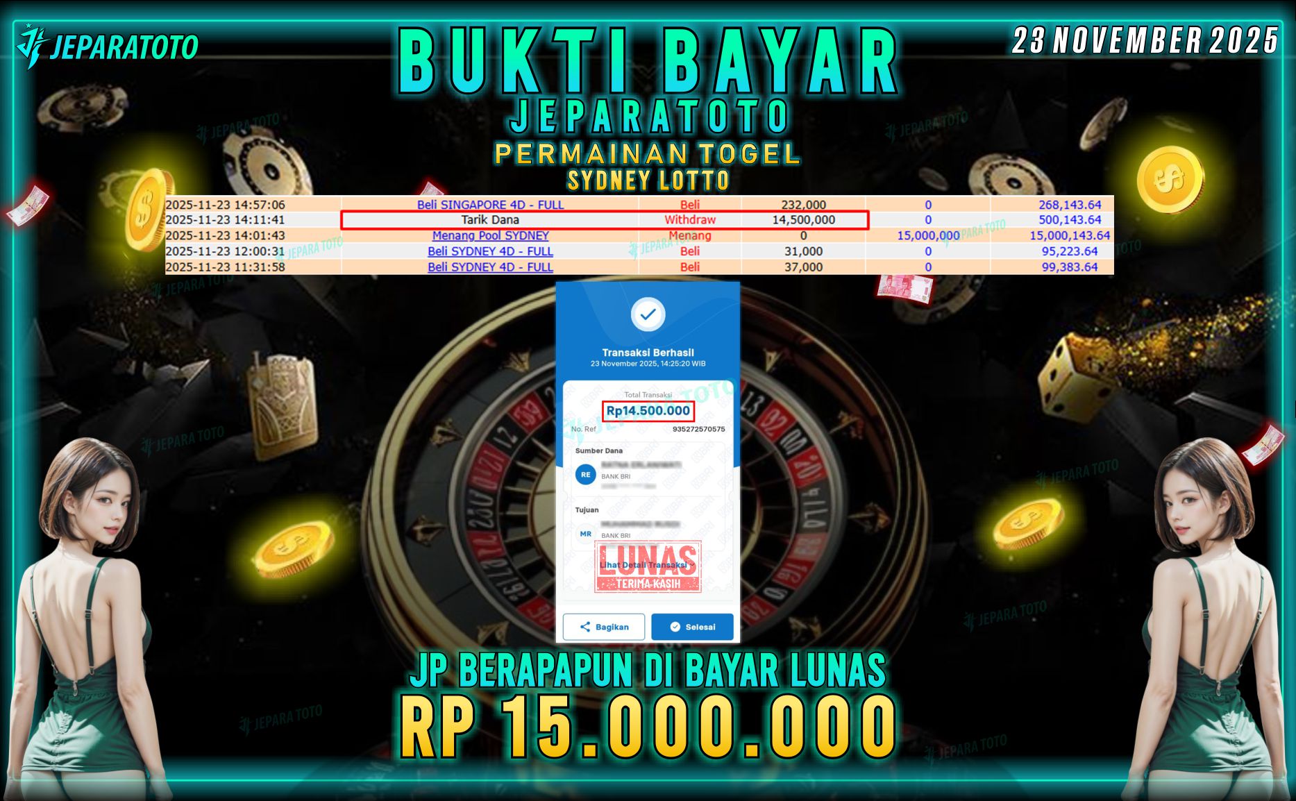 BUKTI KEMENANGAN MEMBER JEPARATOTO | SYDNEY LOTTO