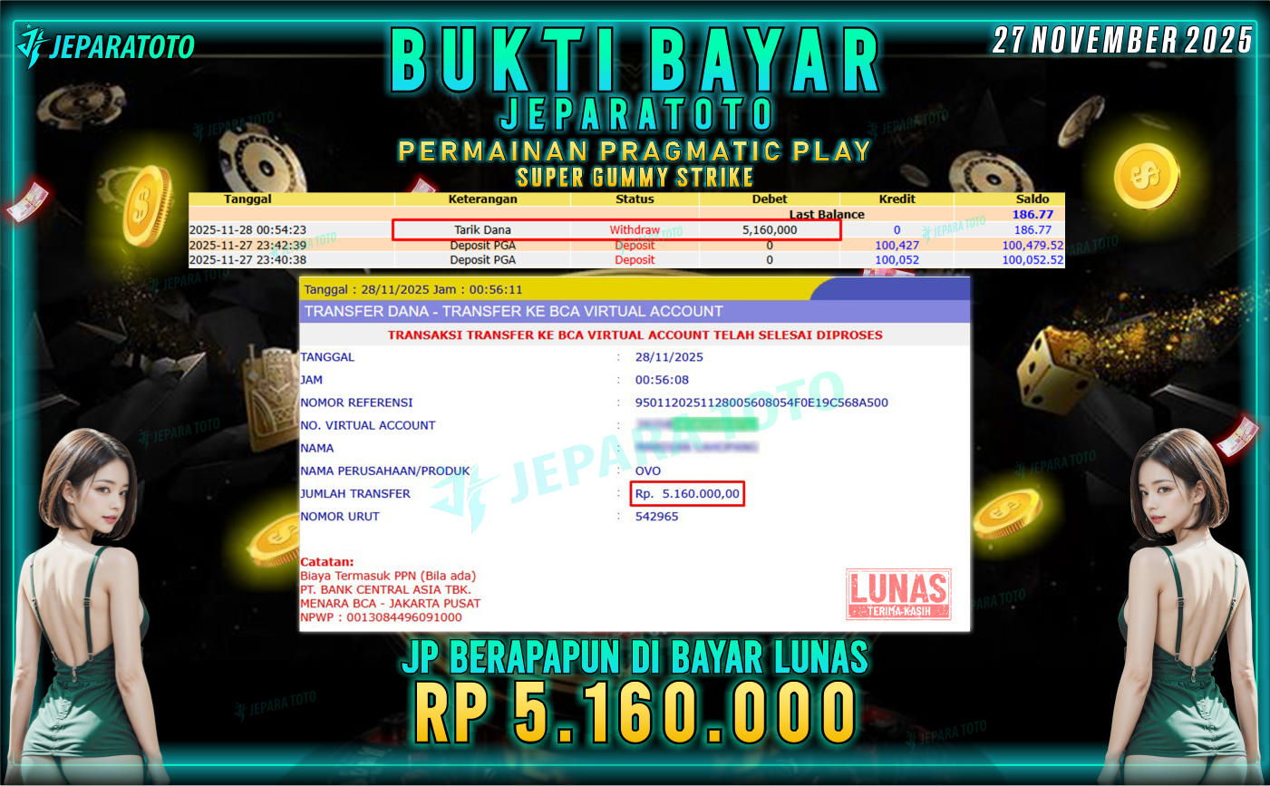 BUKTI KEMENANGAN MEMBER JEPARATOTO | SUPER GUMMY STRIKE