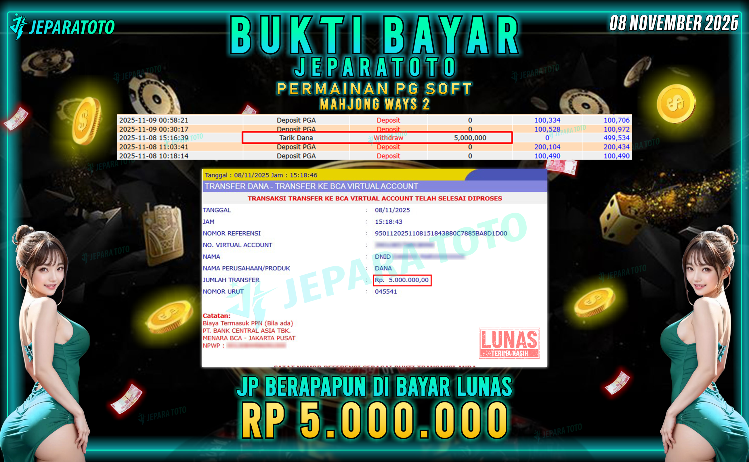 BUKTI KEMENANGAN MEMBER JEPARATOTO | MAHJONG WAYS 2