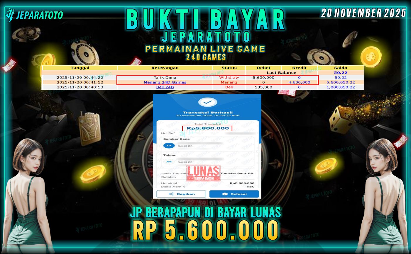 BUKTI KEMENANGAN MEMBER JEPARATOTO | 24D GAMES