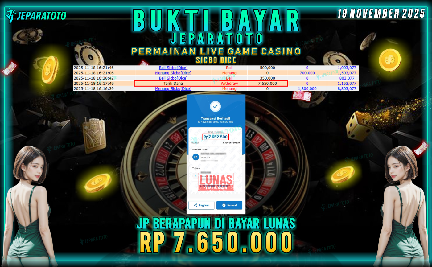 BUKTI KEMENANGAN MEMBER JEPARATOTO | SICBO DICE