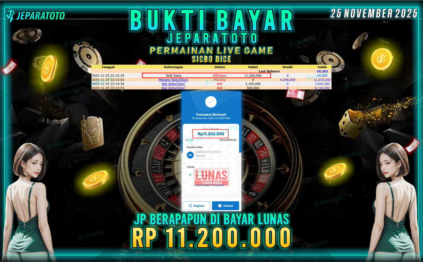 BUKTI KEMENANGAN MEMBER JEPARATOTO | SICBO DICE