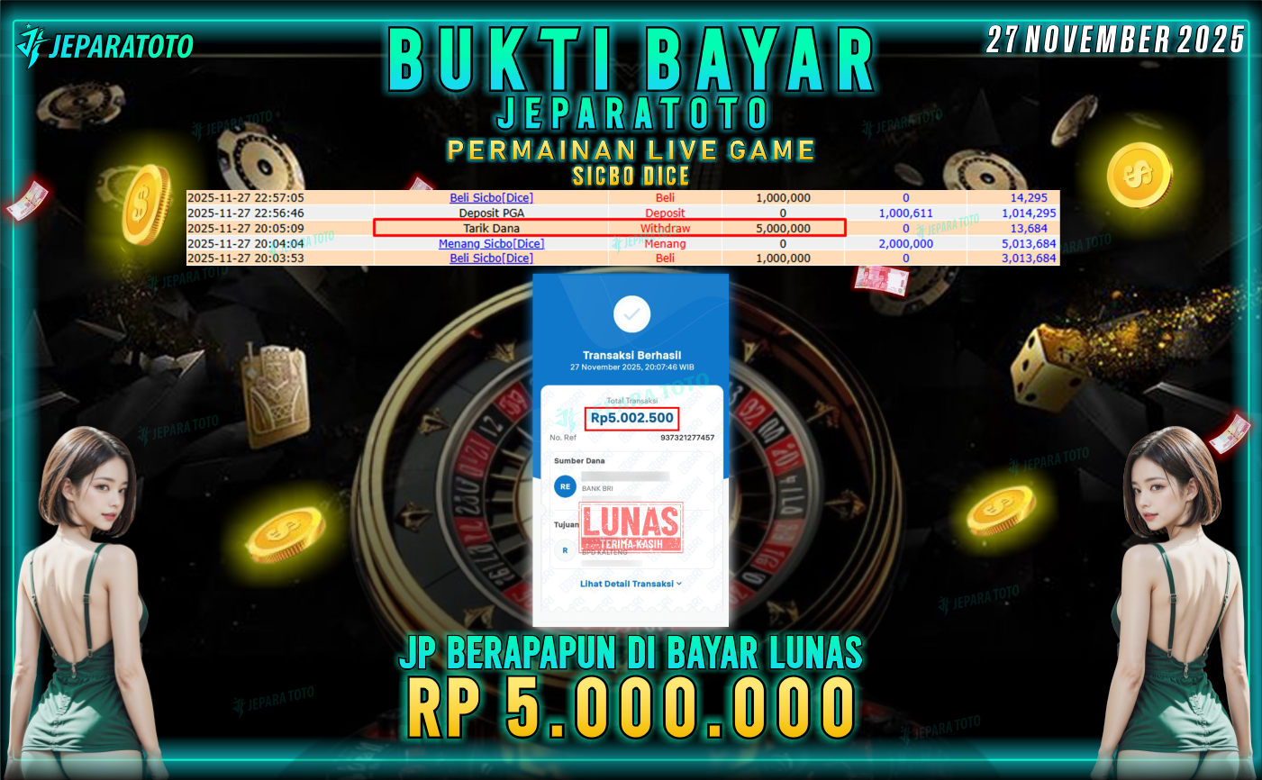 BUKTI KEMENANGAN MEMBER JEPARATOTO | SICBO DICE