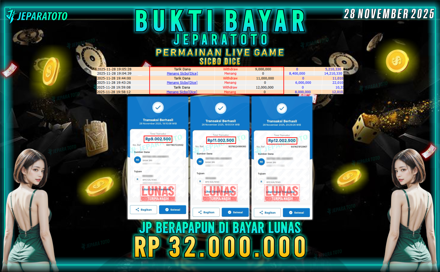 BUKTI KEMENANGAN MEMBER JEPARATOTO | SICBO DICE