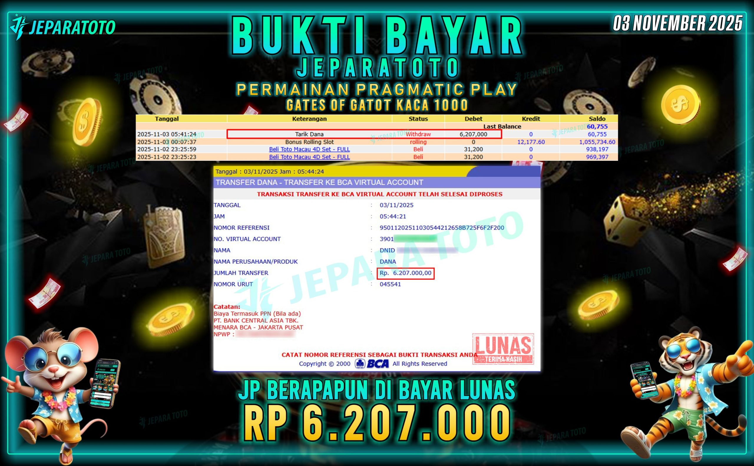 BUKTI KEMENANGAN MEMBER JEPARATOTO | GATES OF GATOT KACA 1000