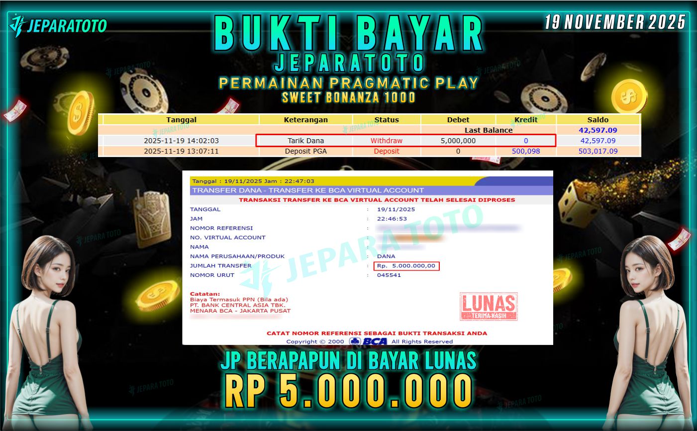 BUKTI KEMENANGAN MEMBER JEPARATOTO | SWEET BONANZA