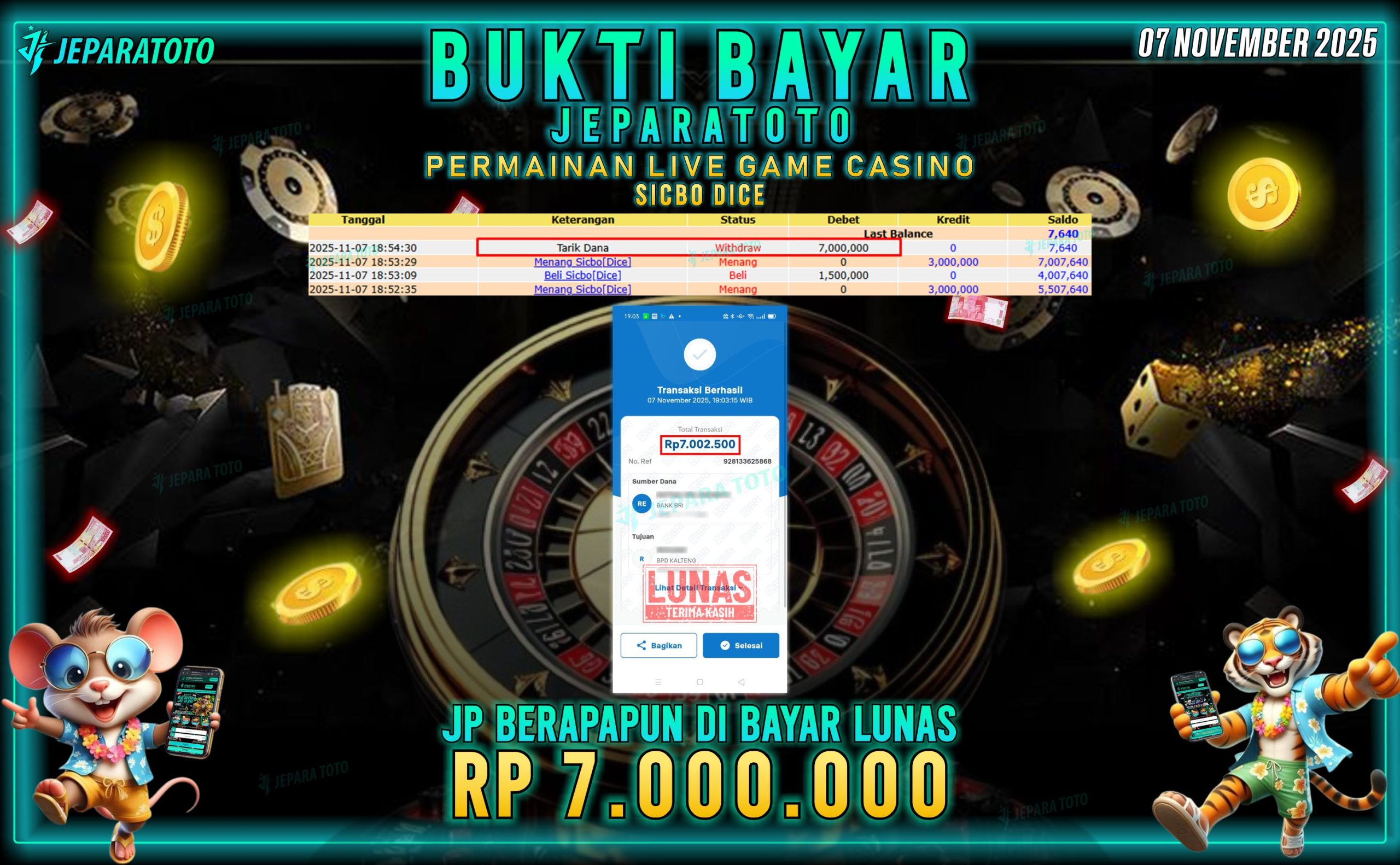 BUKTI KEMENANGAN MEMBER JEPARATOTO | SICBO DICE