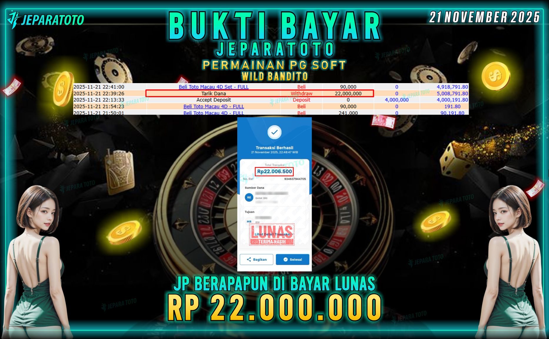 BUKTI KEMENANGAN MEMBER JEPARATOTO | WILD BANDITO