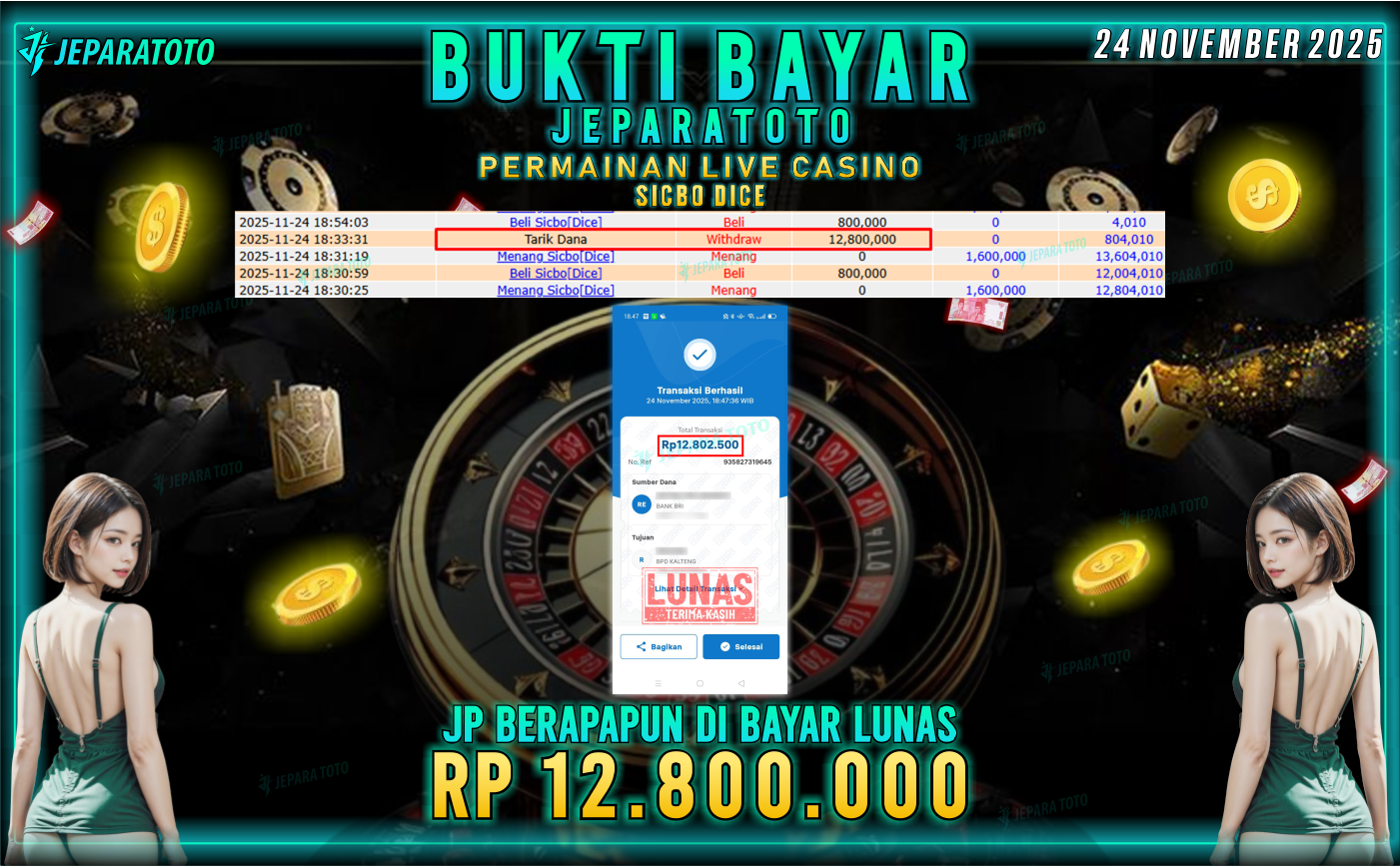 BUKTI KEMENANGAN MEMBER JEPARATOTO | SICBO DICE