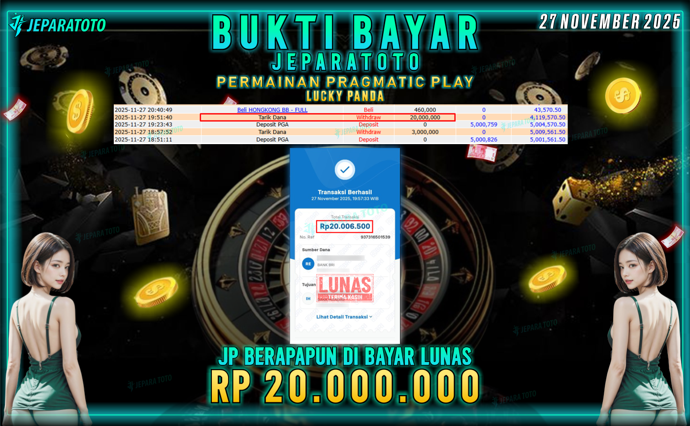 BUKTI KEMENANGAN MEMBER JEPARATOTO | LUCKY PANDA