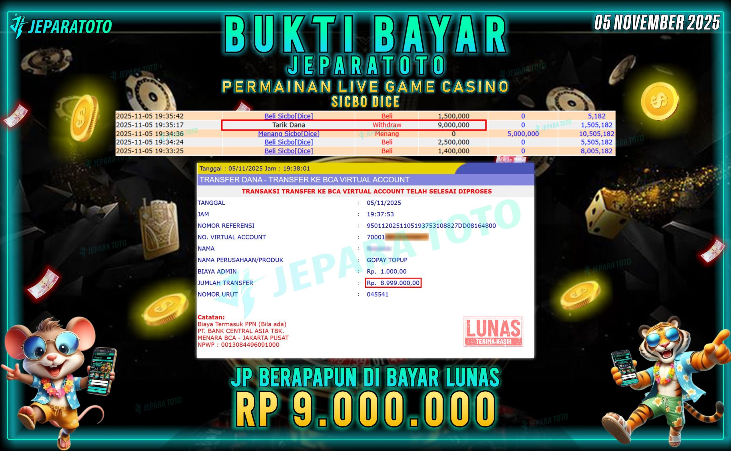 BUKTI KEMENANGAN MEMBER JEPARATOTO | SICBO DICE