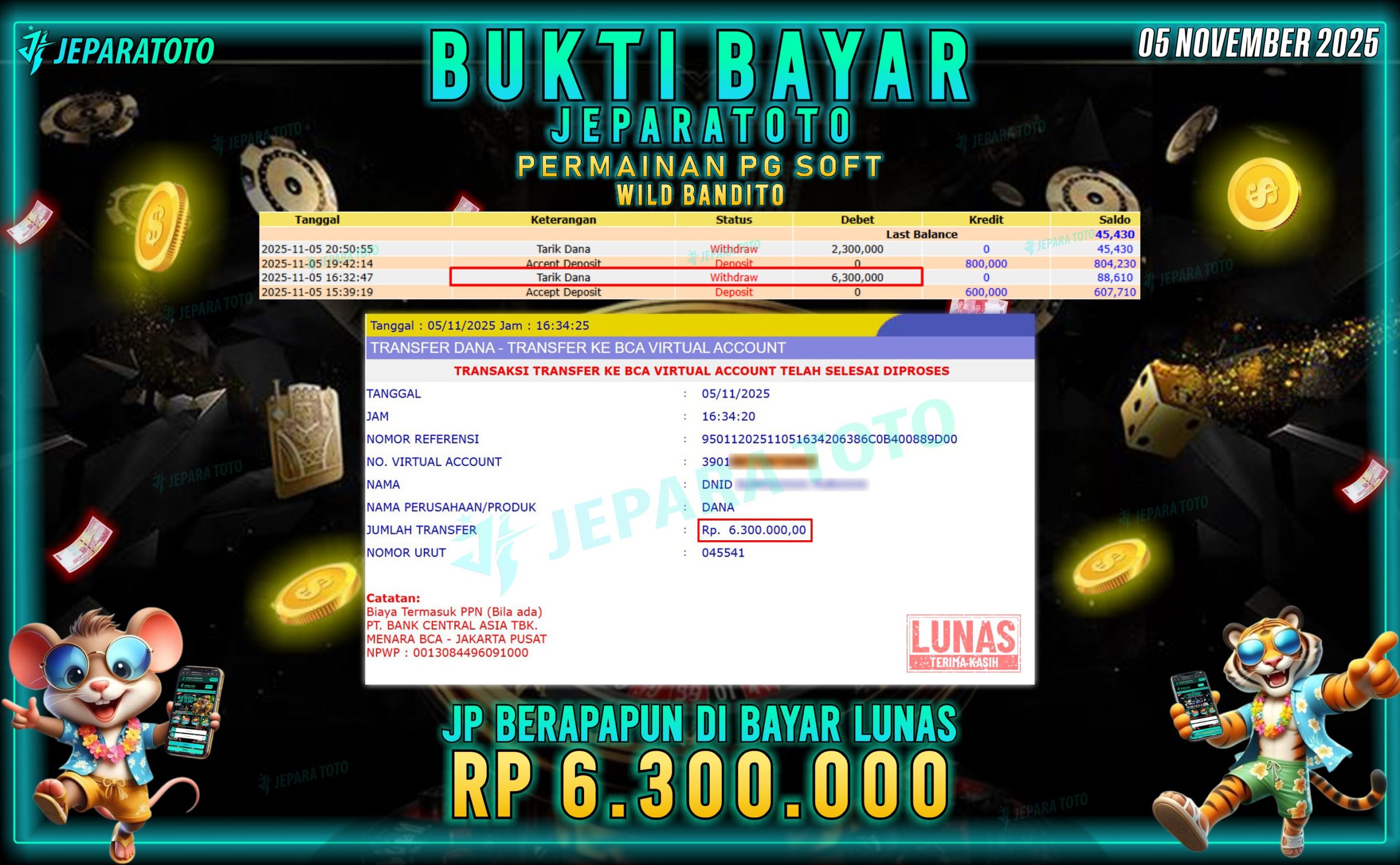 BUKTI KEMENANGAN MEMBER JEPARATOTO | WILD BANDITO