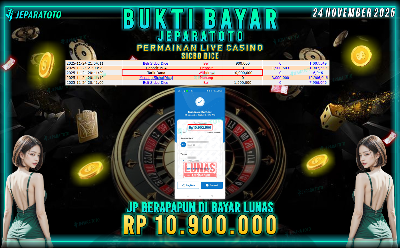 BUKTI KEMENANGAN MEMBER JEPARATOTO | SICBO DICE