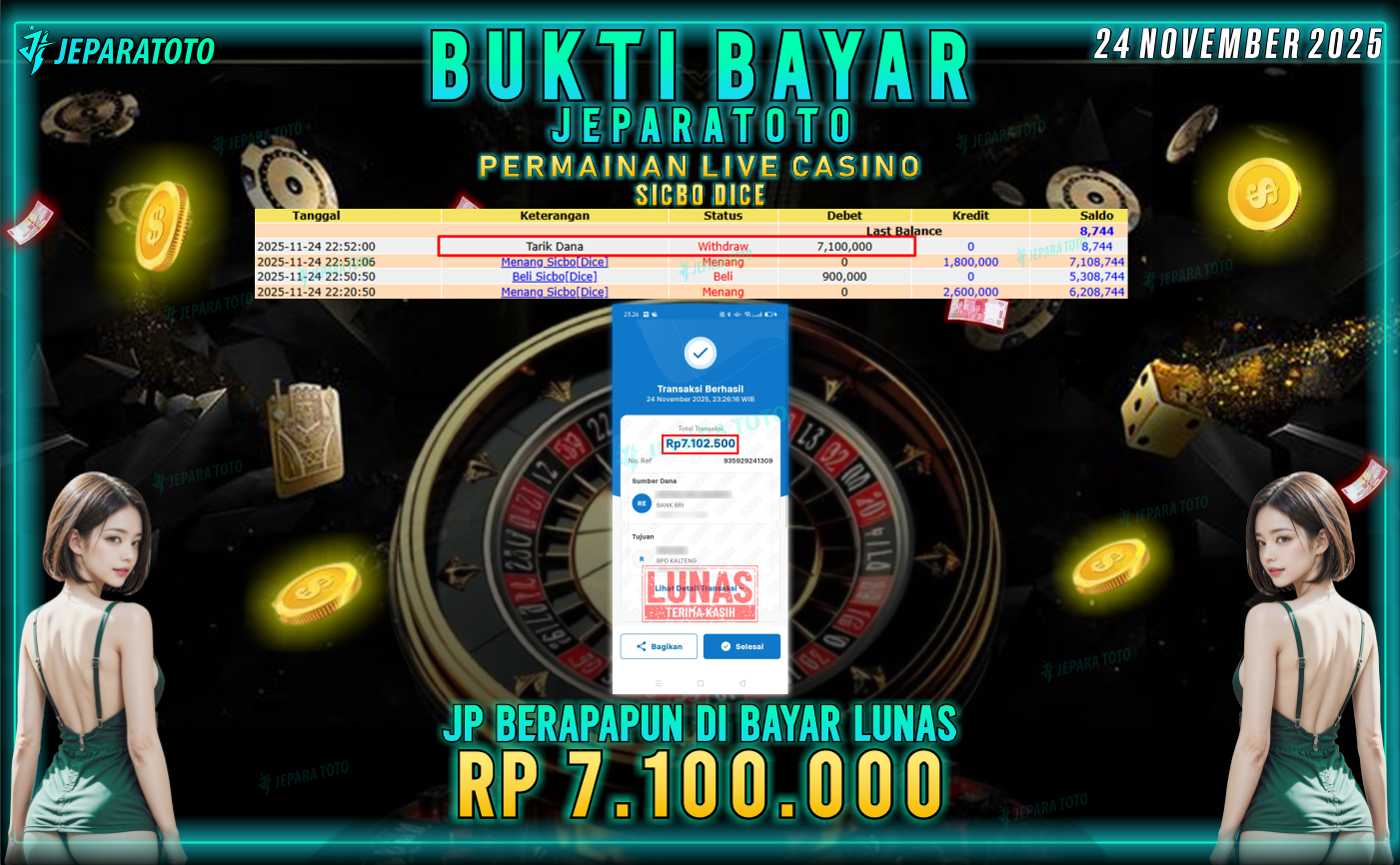 BUKTI KEMENANGAN MEMBER JEPARATOTO | SICBO DICE