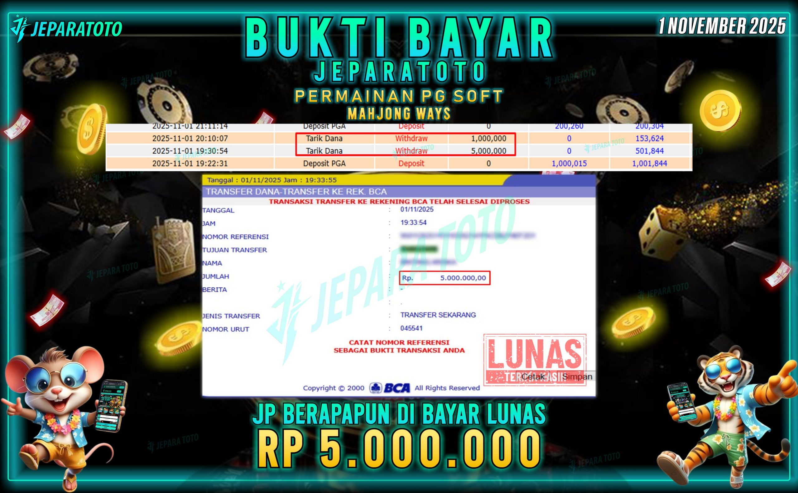 BUKTI KEMENANGAN MEMBER JEPARATOTO | MAHJONG WAYS