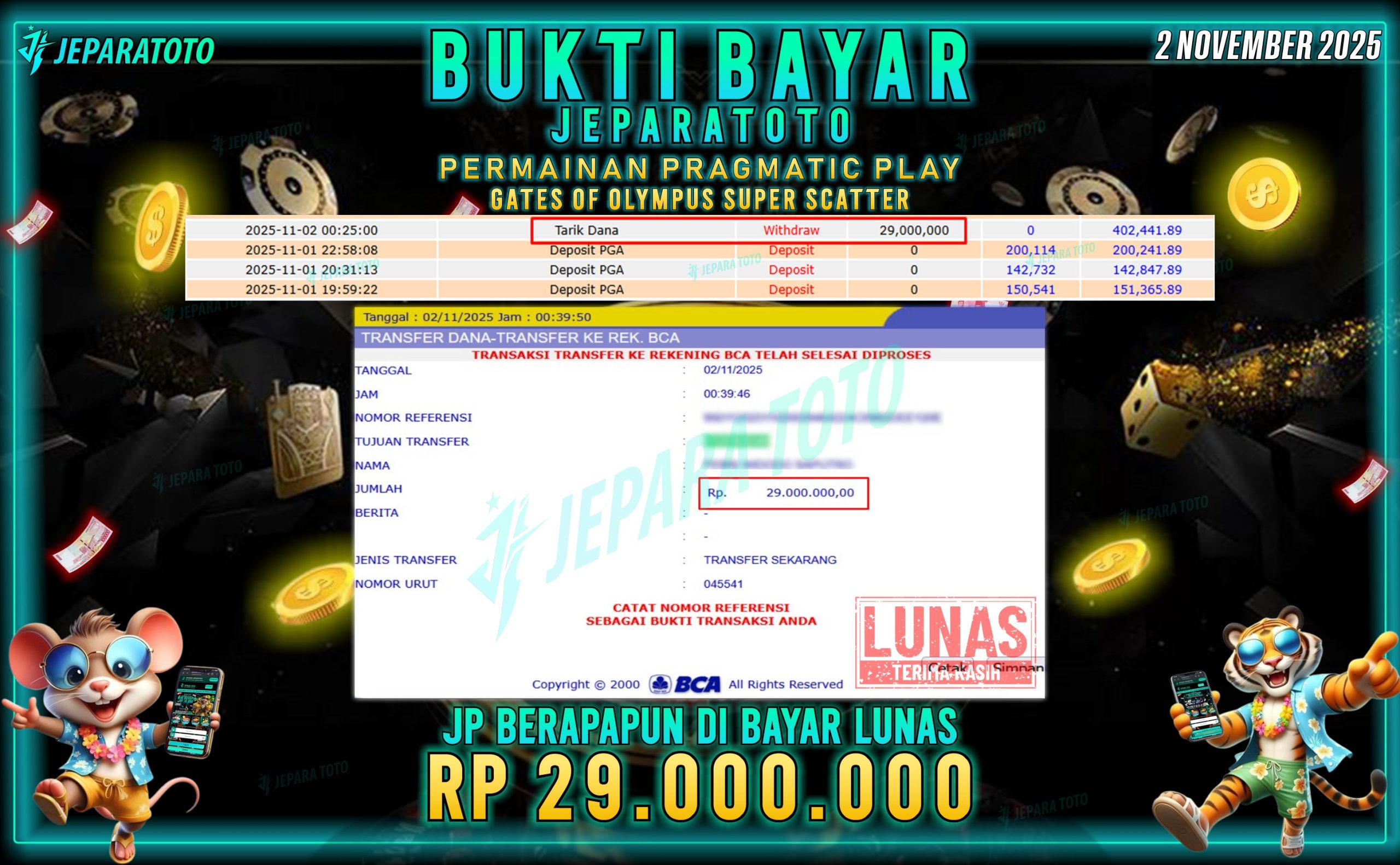 BUKTI KEMENANGAN MEMBER JEPARATOTO | GATES OF OLYMPUS SUPER SCATTER