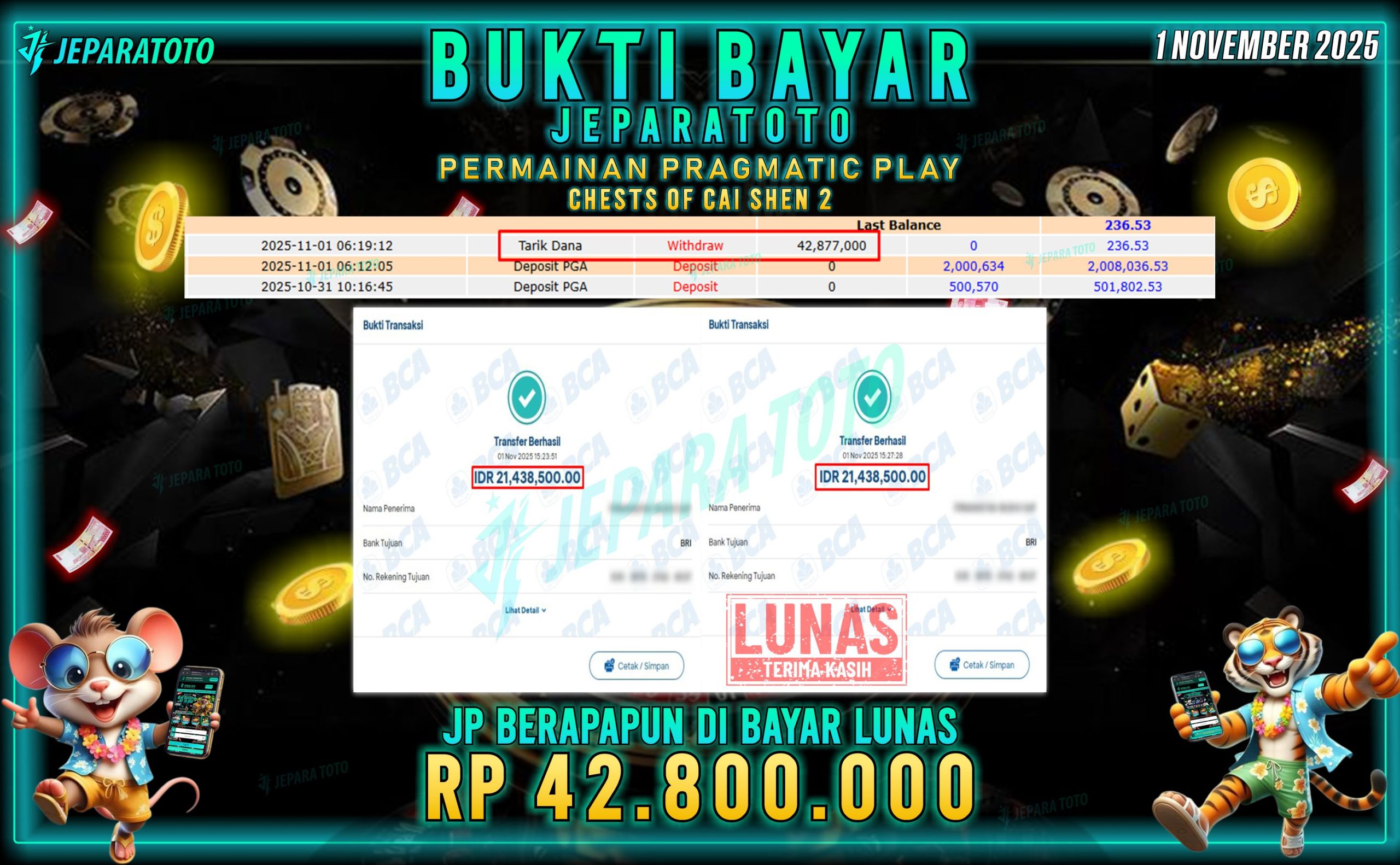 BUKTI KEMENANGAN MEMBER JEPARATOTO | CHESTS OF CAI SHEN 2