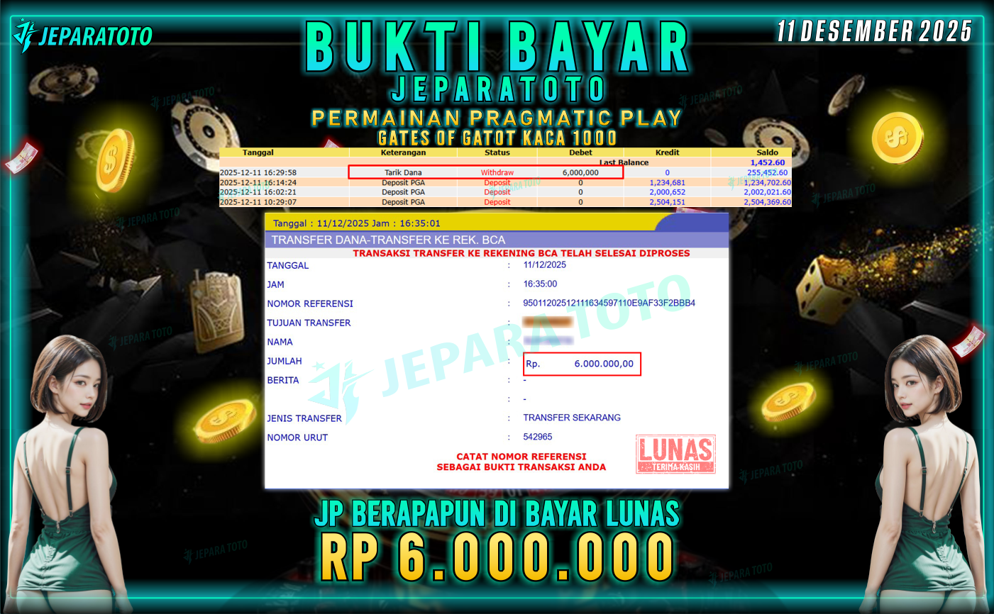 BUKTI KEMENANGAN MEMBER JEPARATOTO | GATES OF GATOT KACA 1000