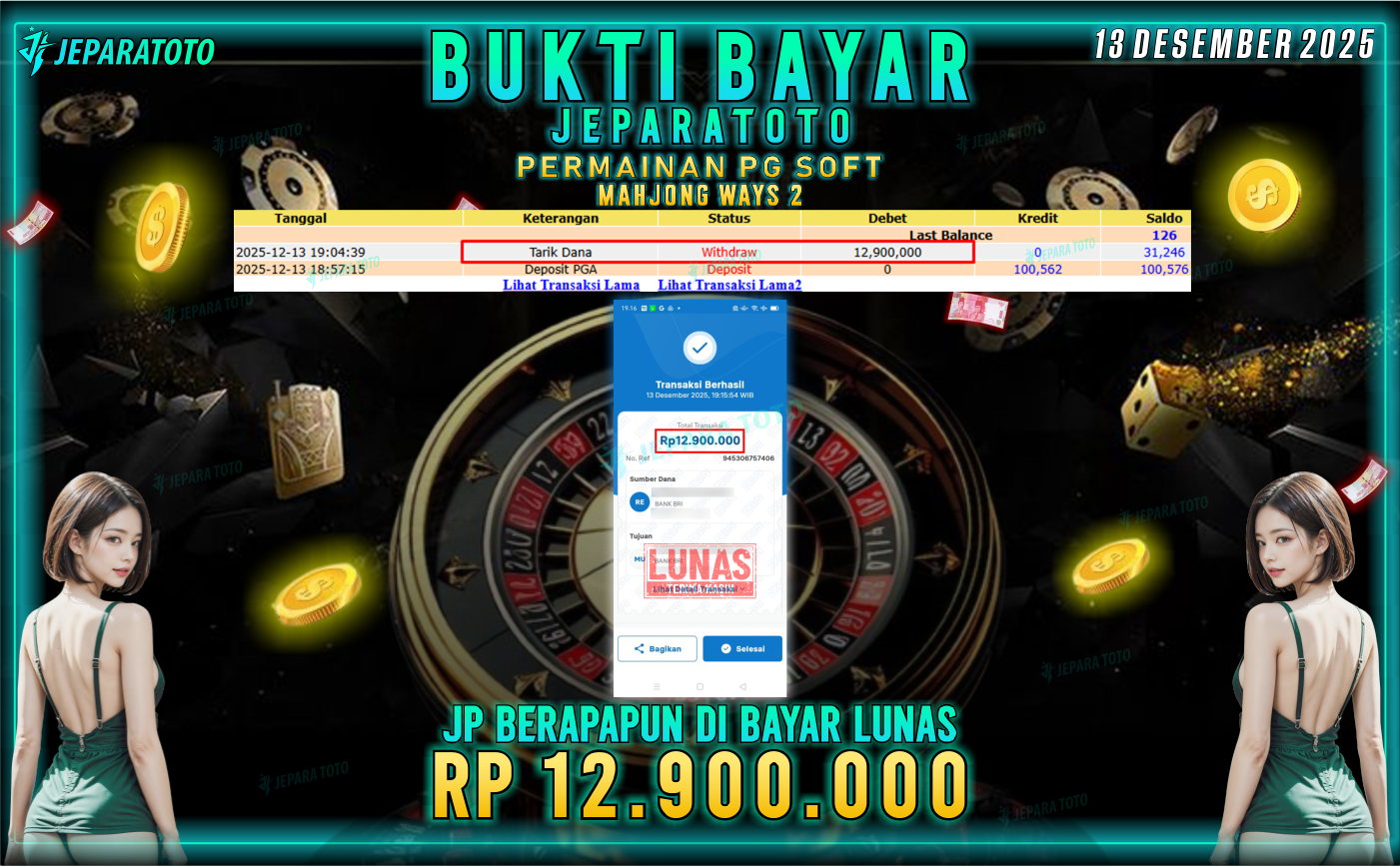 BUKTI KEMENANGAN MEMBER JEPARATOTO | MAHJONG WAYS 2