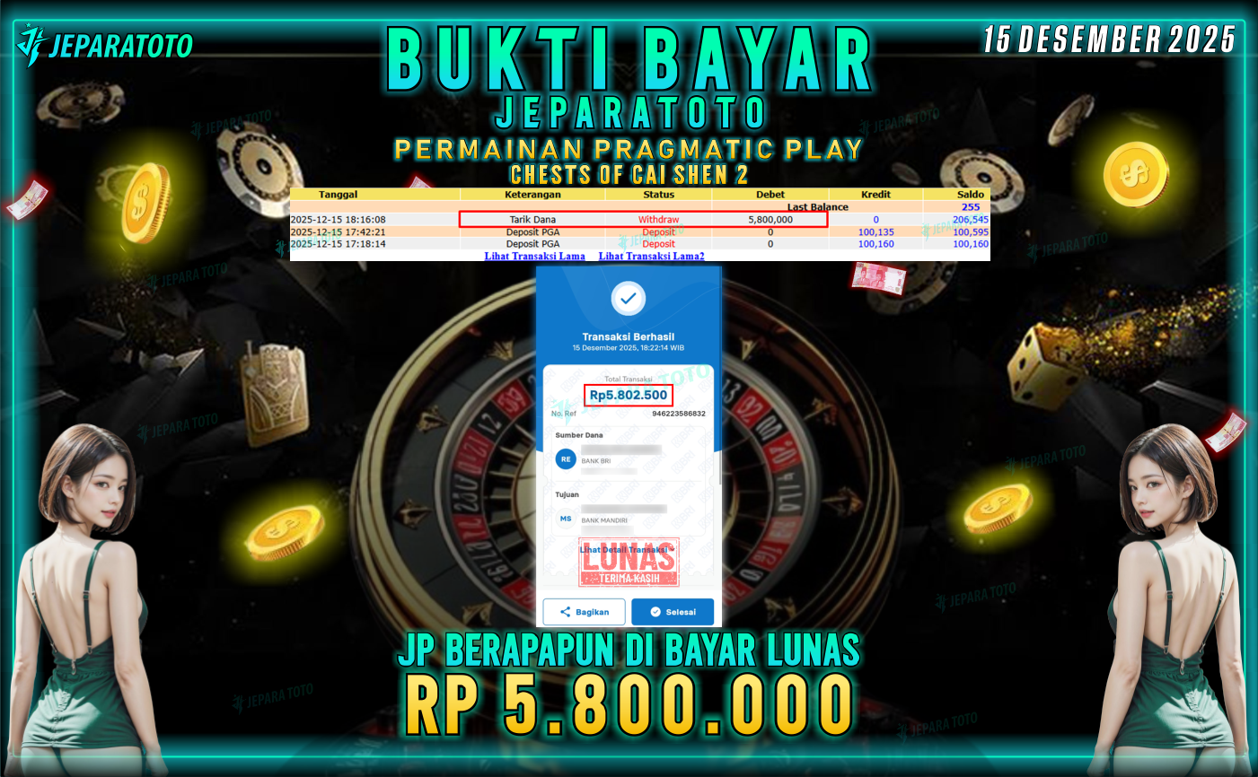 BUKTI KEMENANGAN MEMBER JEPARATOTO | CHESTS OF CAI SHEN 2