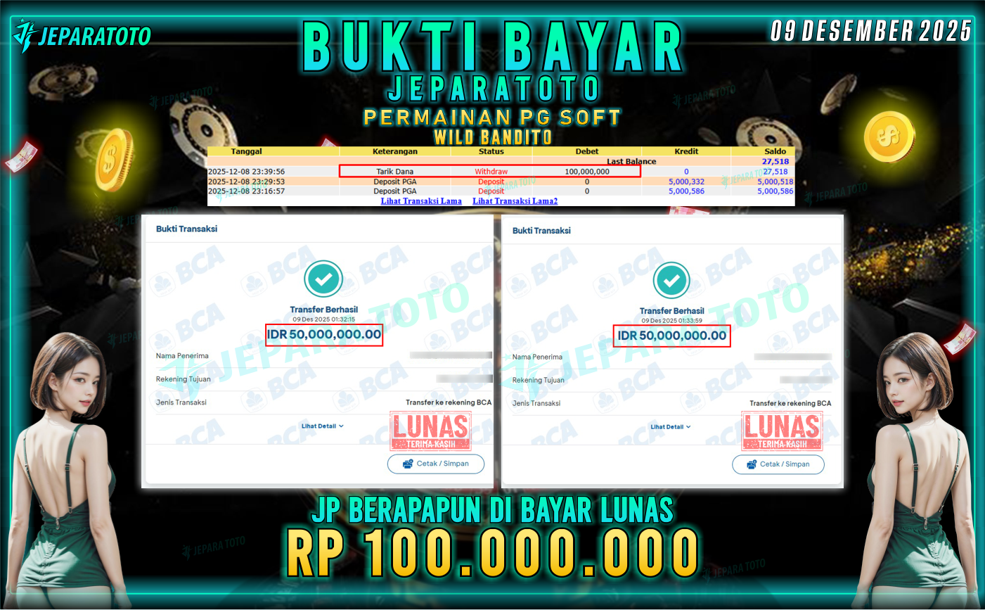 BUKTI KEMENANGAN MEMBER JEPARATOTO | WILD BANDITO