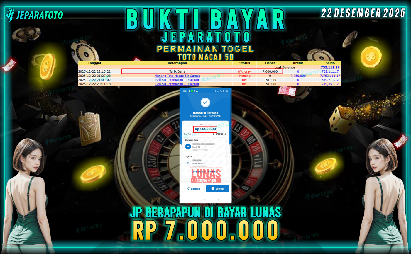 BUKTI KEMENANGAN MEMBER JEPARATOTO | TOTO MACAU 5D