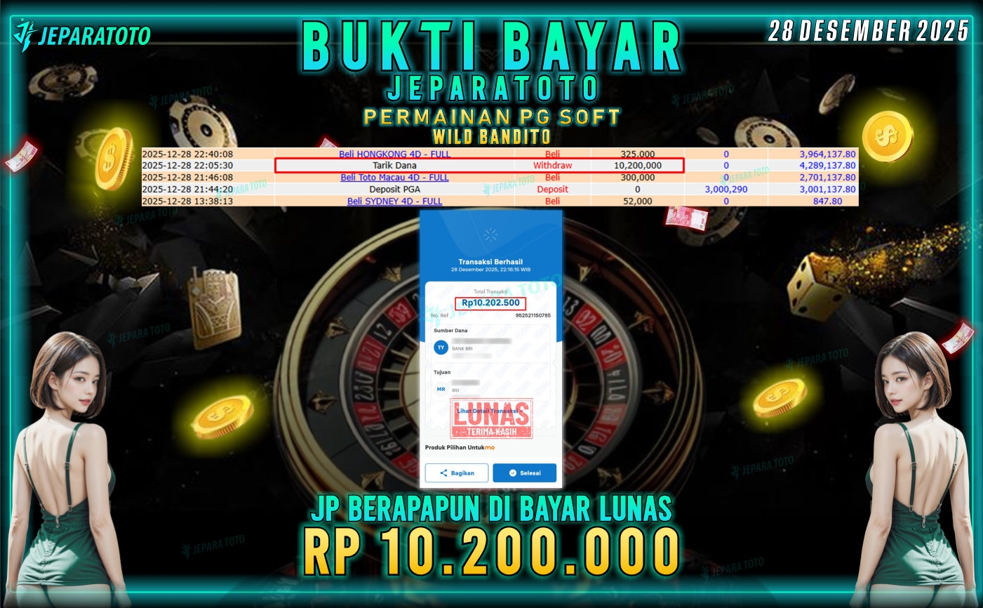 BUKTI KEMENANGAN MEMBER JEPARATOTO | WILD BANDITO