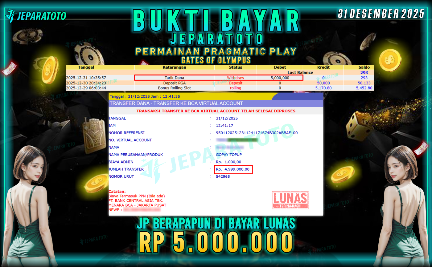 BUKTI KEMENANGAN MEMBER JEPARATOTO | GATES OF OLYMPUS