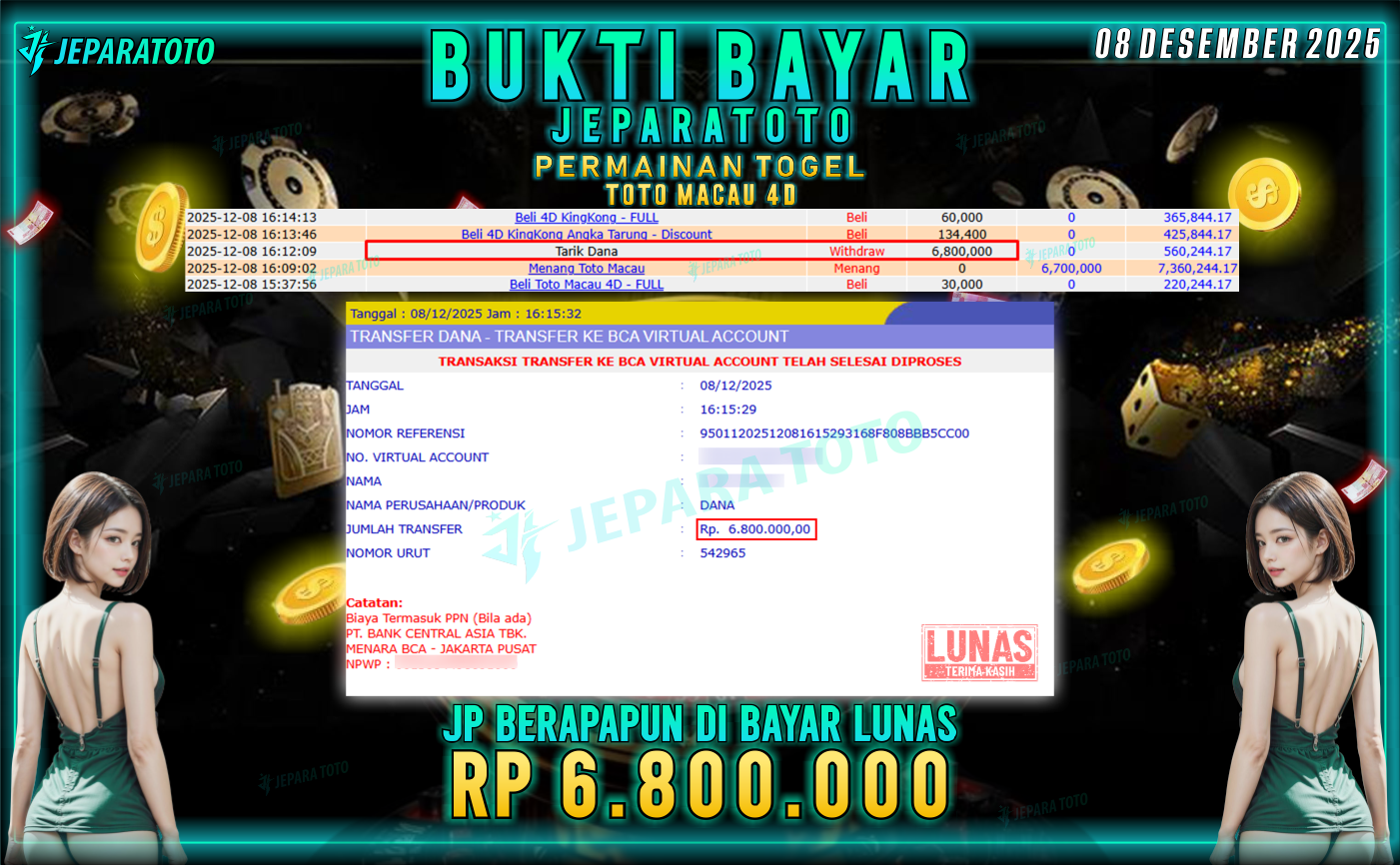 BUKTI KEMENANGAN MEMBER JEPARATOTO | TOTO MACAU 4D