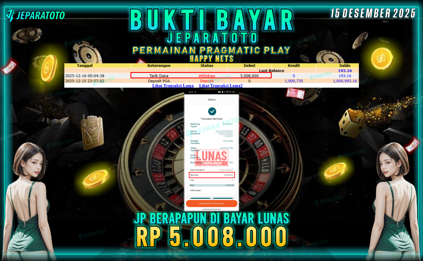 BUKTI KEMENANGAN MEMBER JEPARATOTO | HAPPY NETS