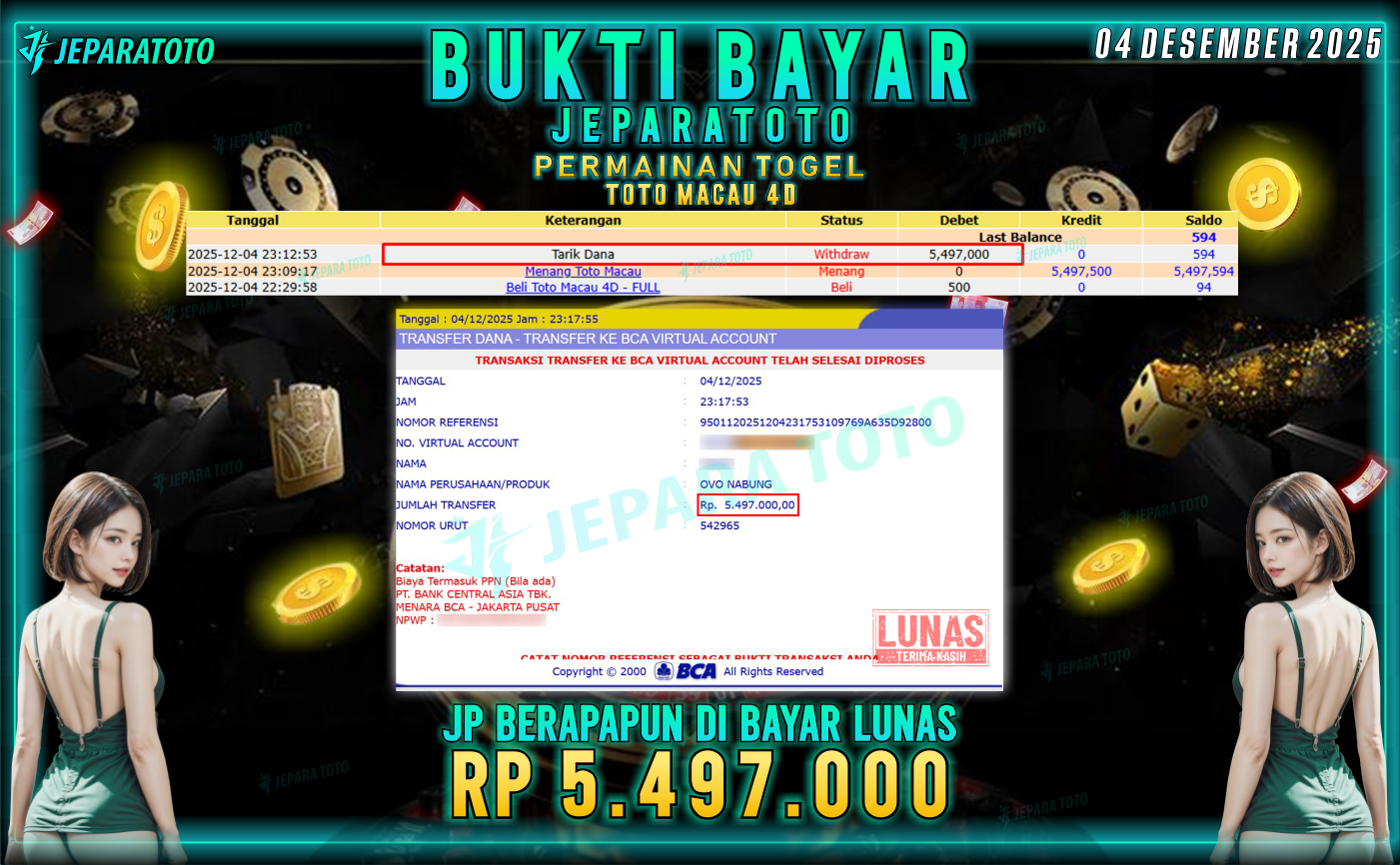 BUKTI KEMENANGAN MEMBER JEPARATOTO | TOTO MACAU 4D