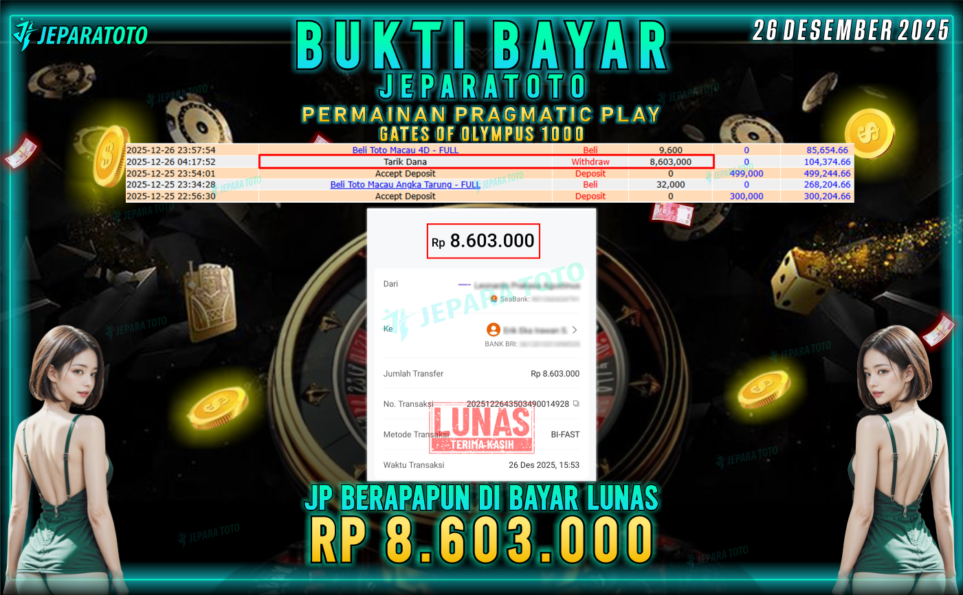 BUKTI KEMENANGAN MEMBER JEPARATOTO | SICBO DICE