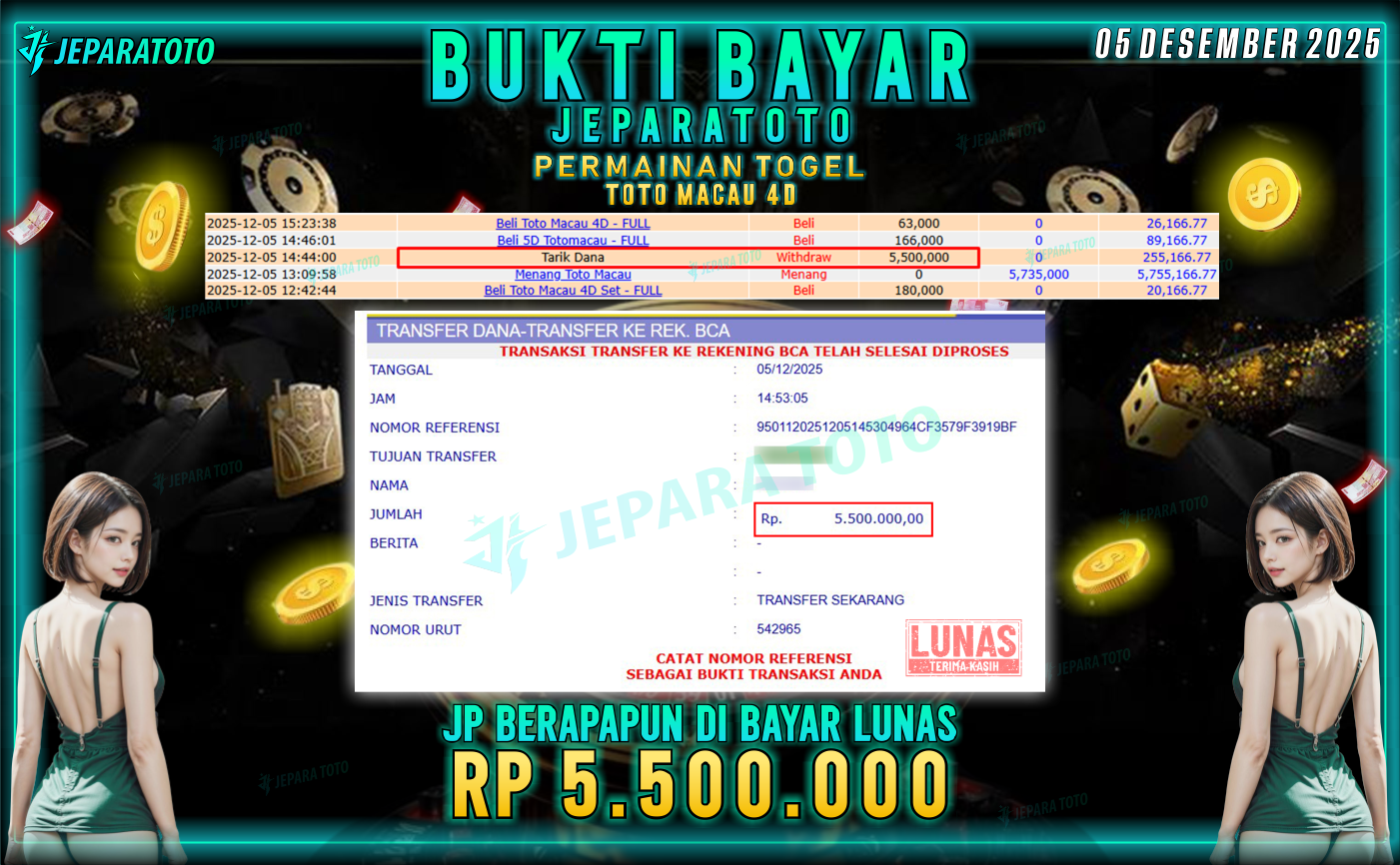 BUKTI KEMENANGAN MEMBER JEPARATOTO | TOTO MACAU 4D