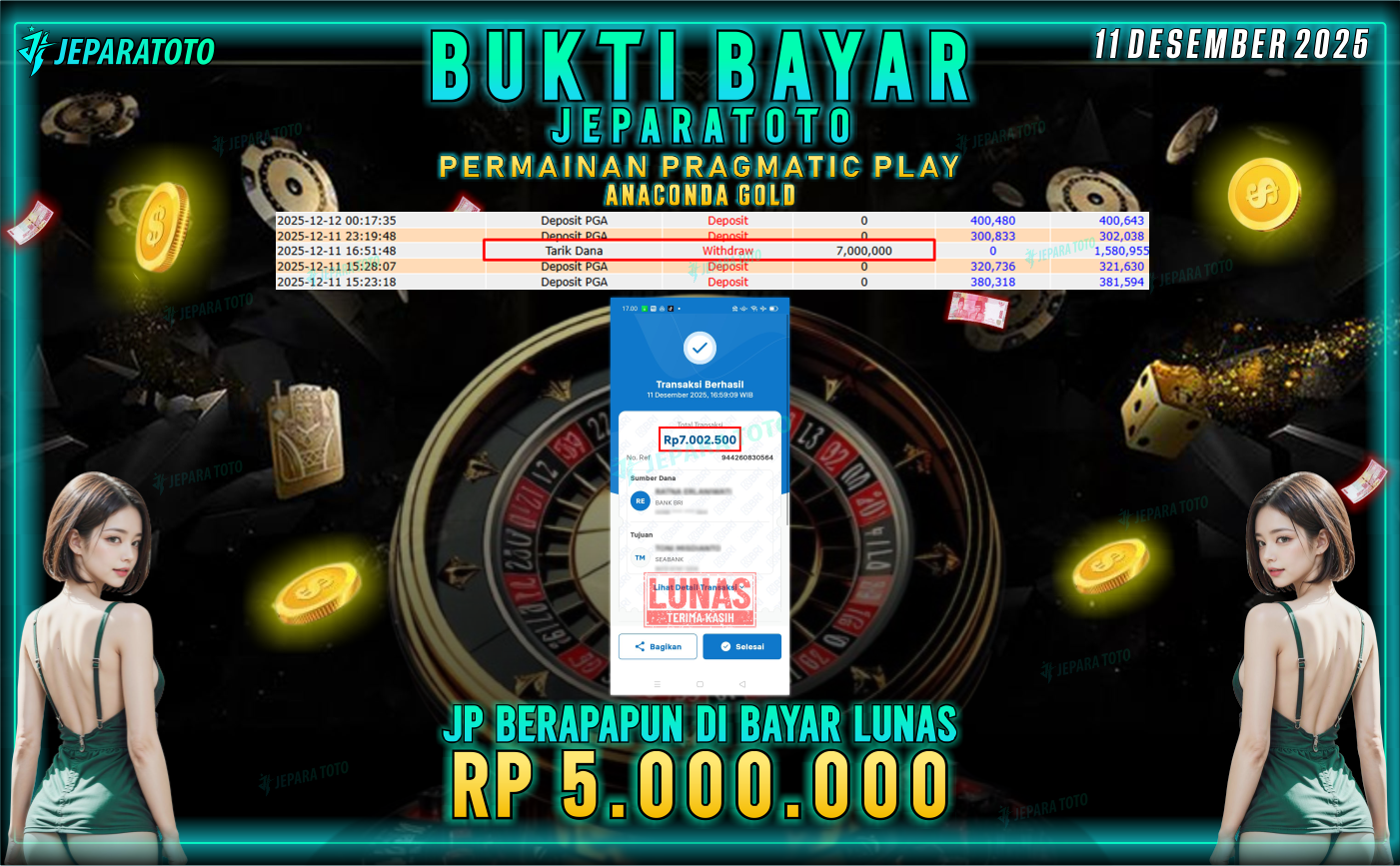 BUKTI KEMENANGAN MEMBER JEPARATOTO | ANACONDA GOLD