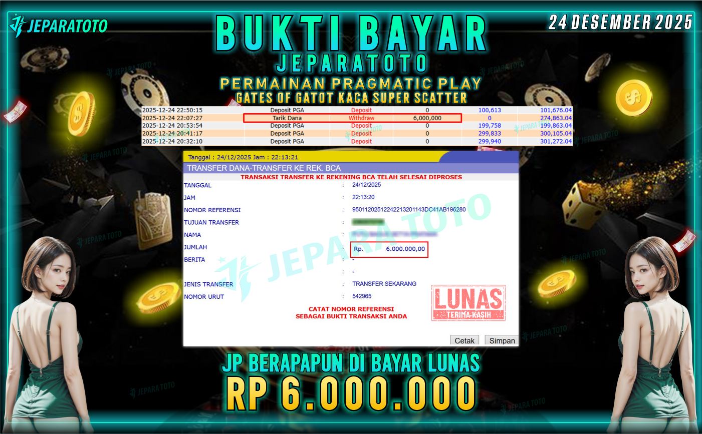 BUKTI KEMENANGAN MEMBER JEPARATOTO | GATES OF GATOT KACA SUPER SCATTER