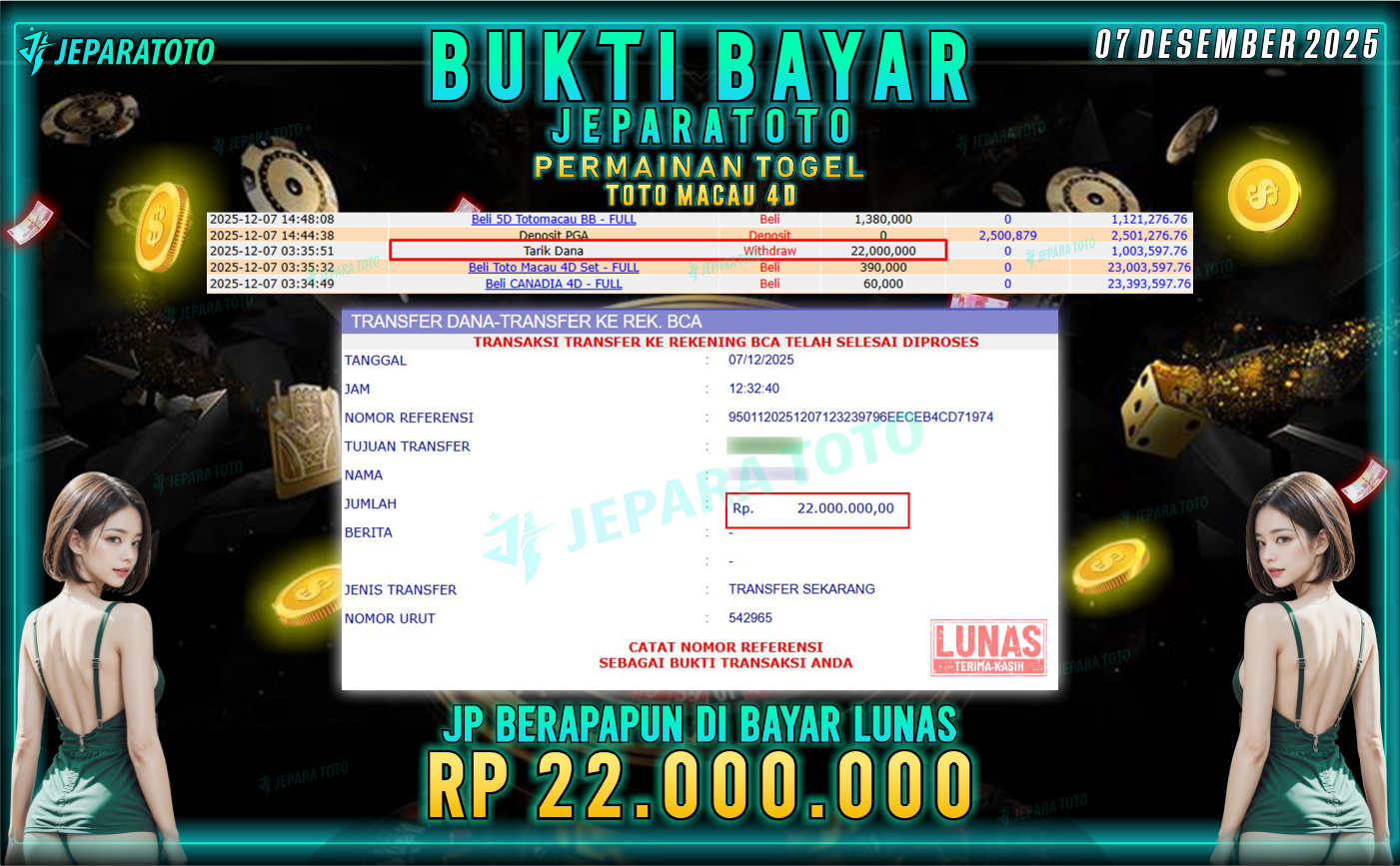 BUKTI KEMENANGAN MEMBER JEPARATOTO | TOTO MACAU 4D