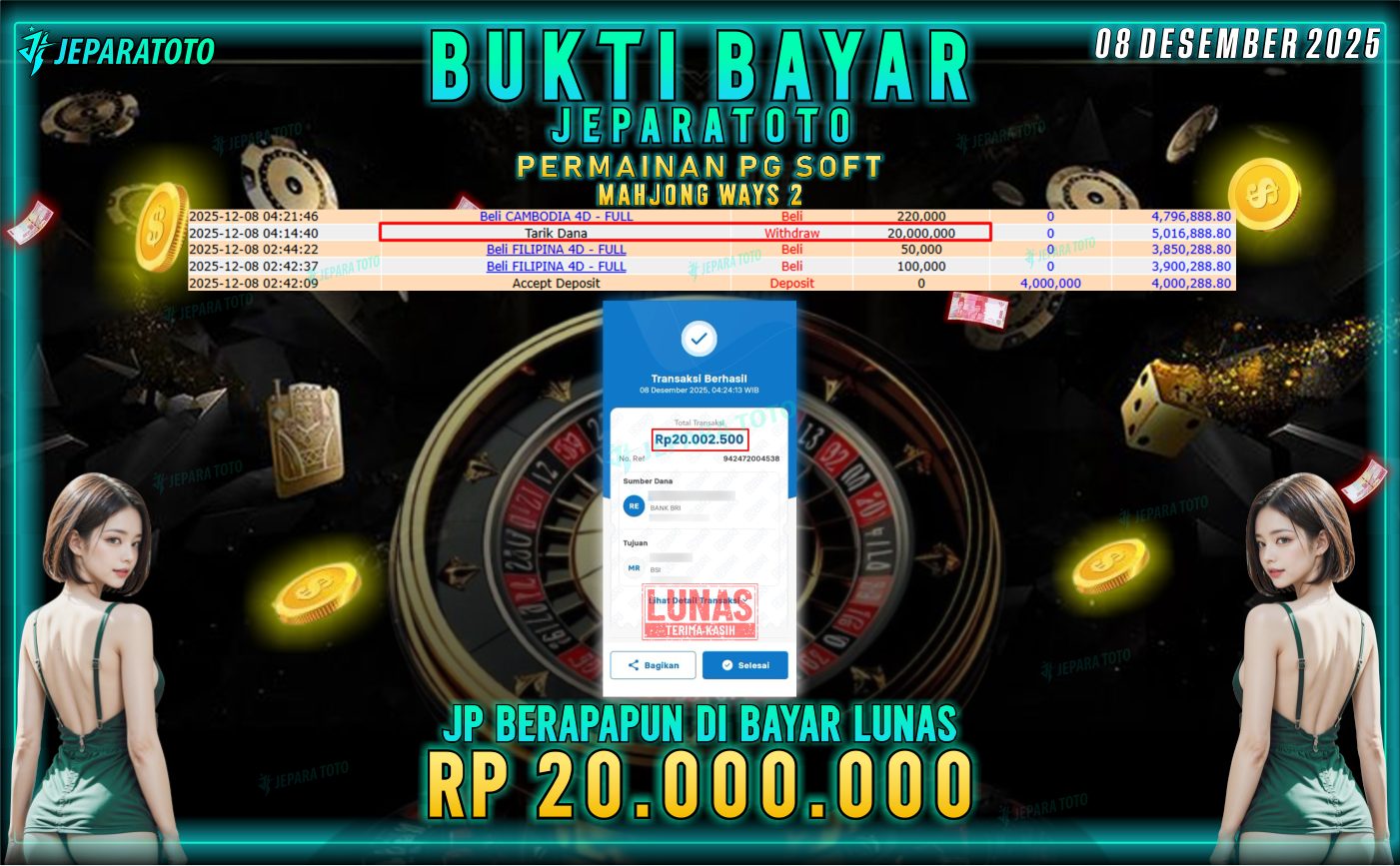 BUKTI KEMENANGAN MEMBER JEPARATOTO | MAHJONG WAYS 2